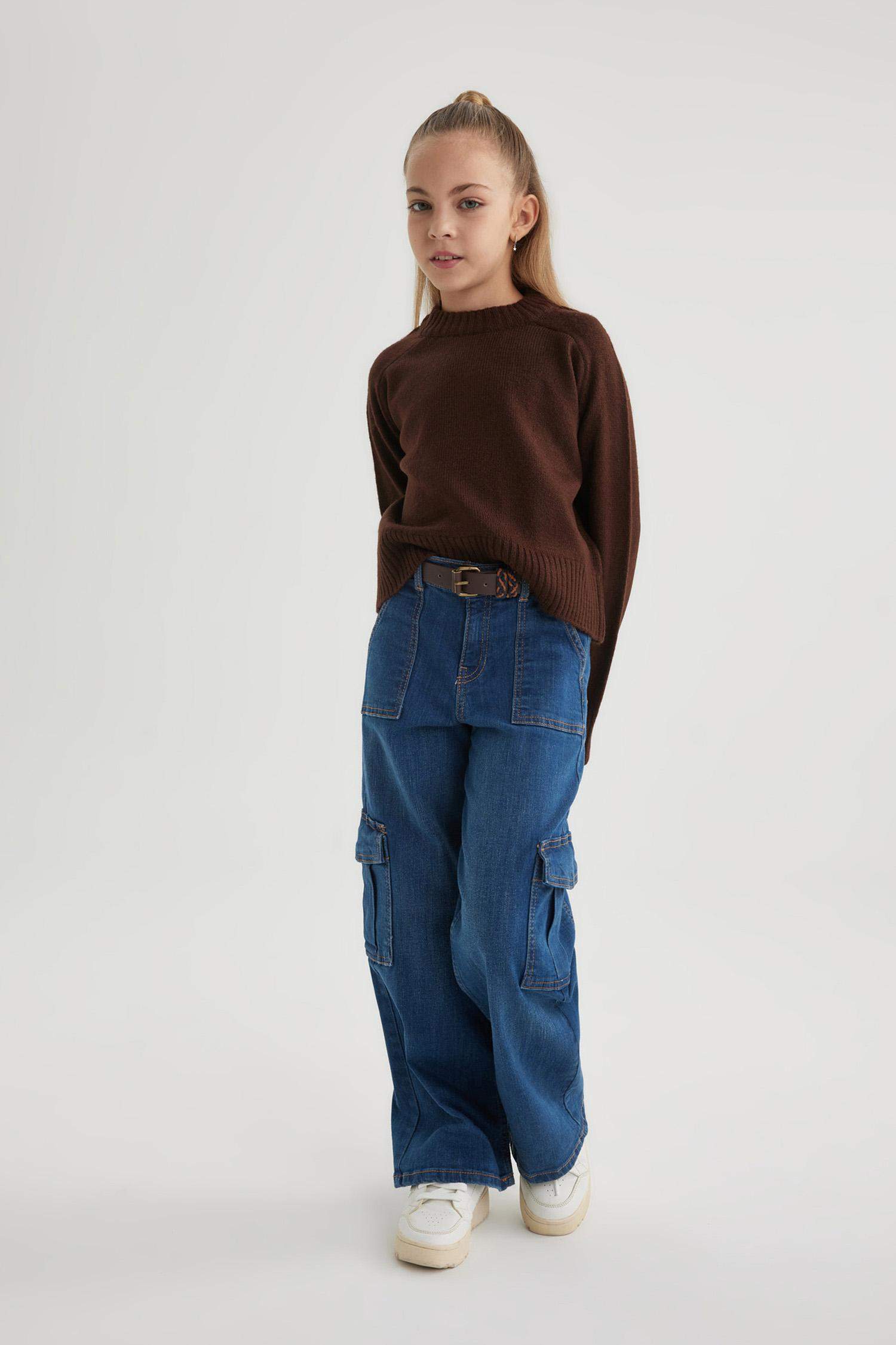 Girl Crew Neck Knitted Pullover