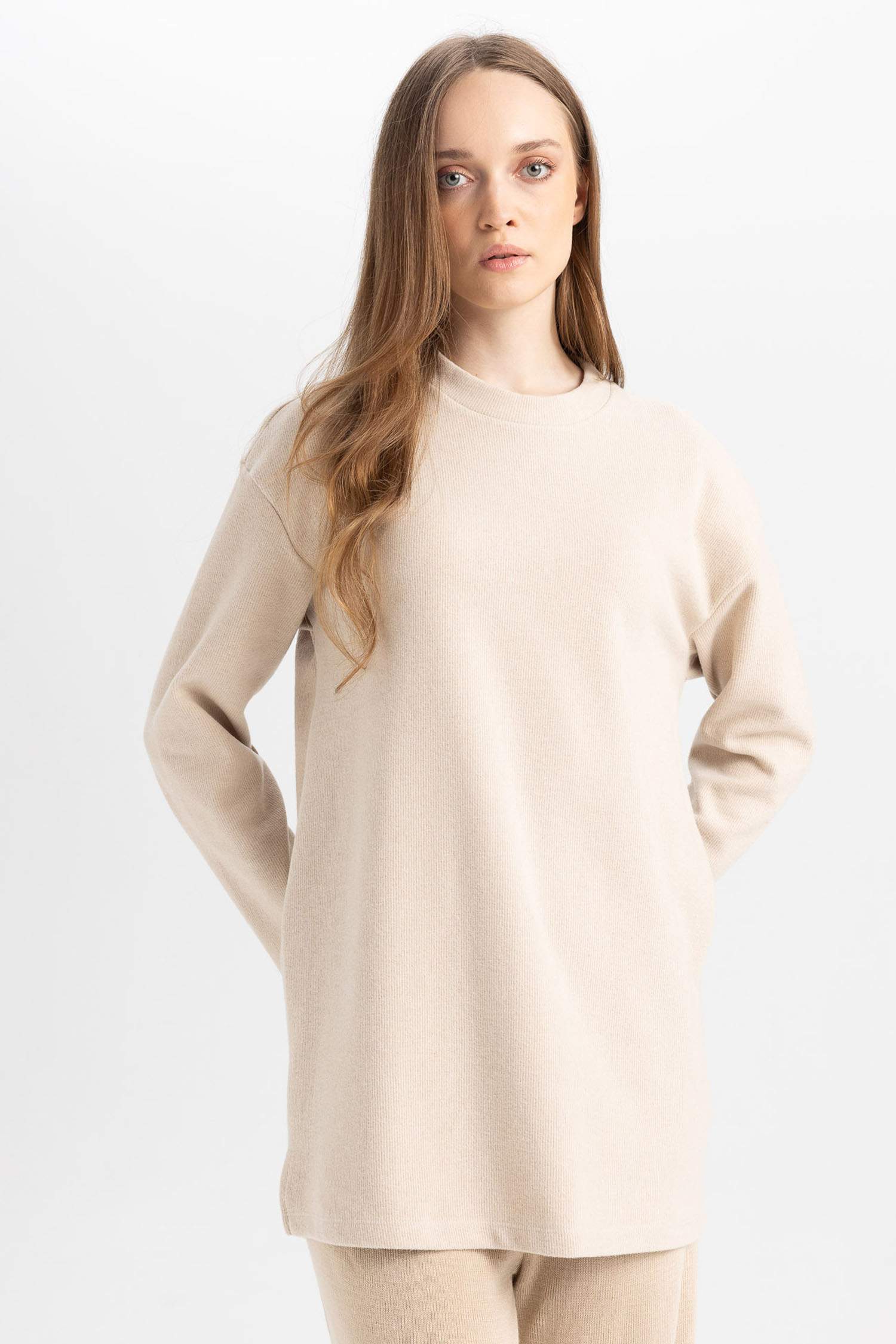 Regular Fit Crew Neck Basic T-Shirt Tunic
