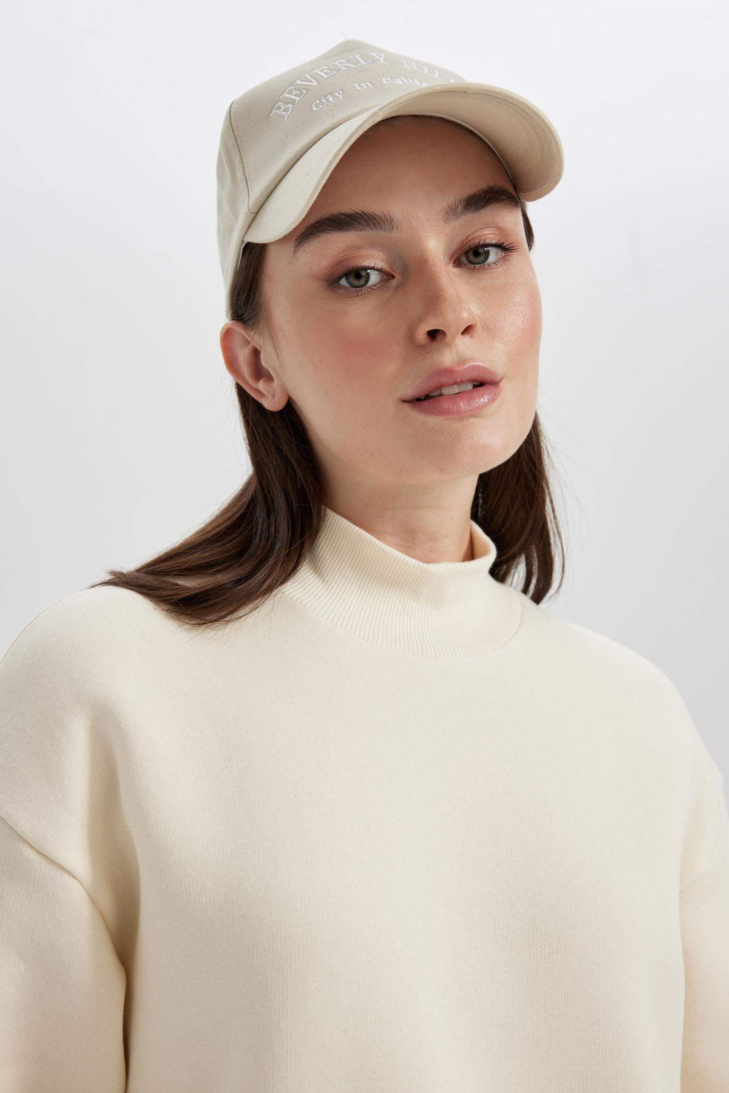 Regular Fit Half Turtleneck Thick Sweatshirt Tunic