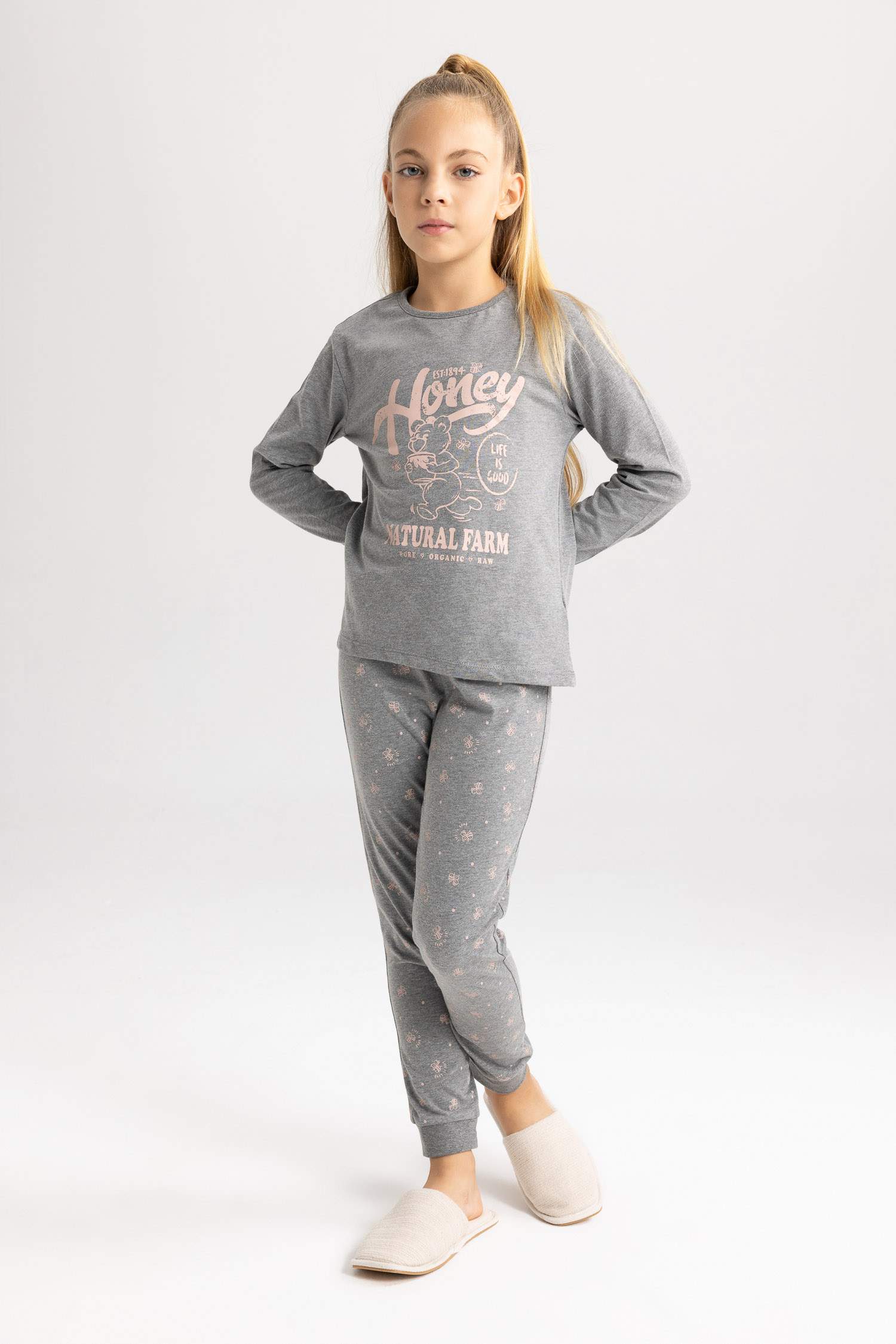 Қыздарға қалыпты пішім 2 Трикотаж пижамалар