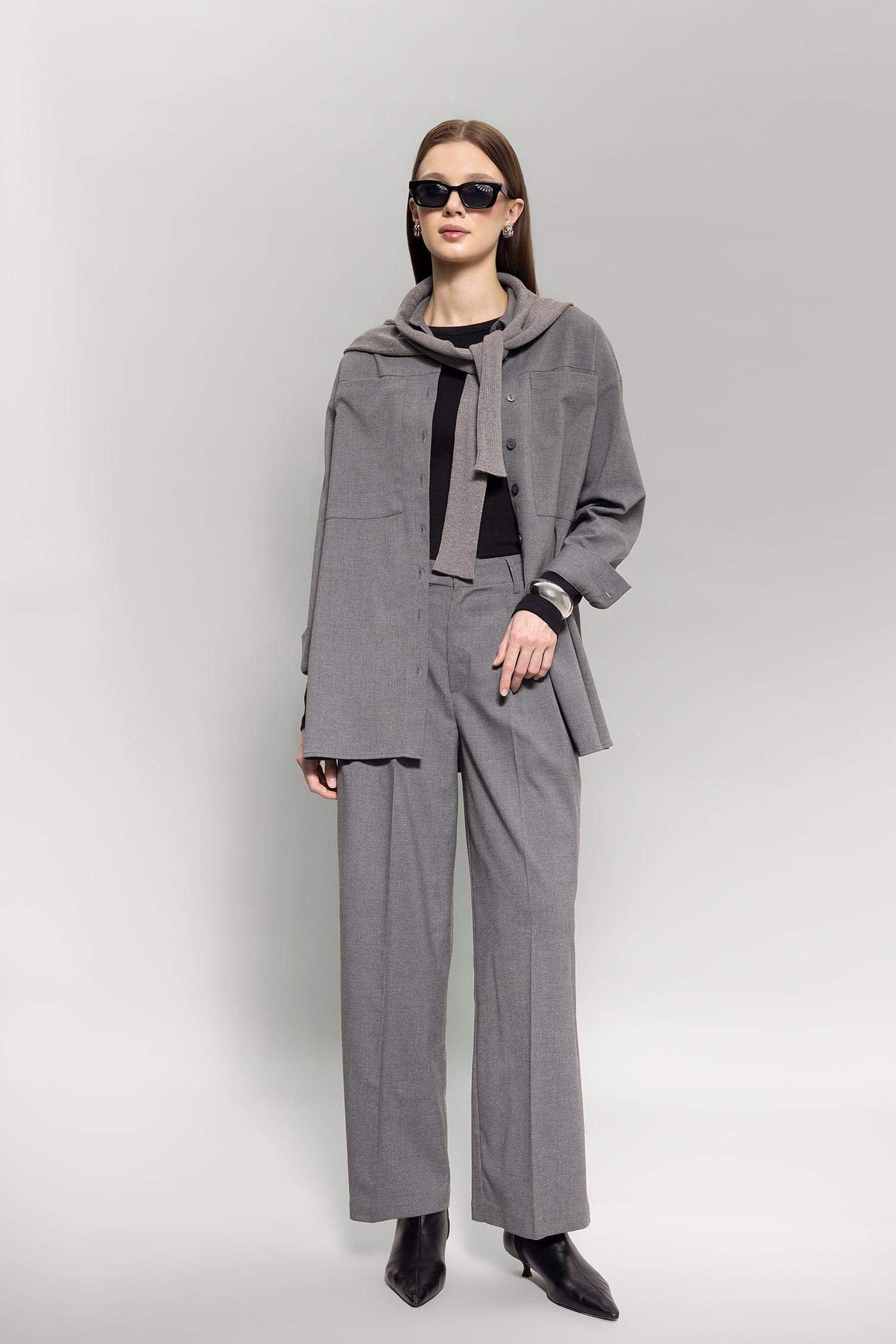 Wide Leg Geniş Bol Paça Çift Pileli Basic Düz Dokuma Klasik Pantolon