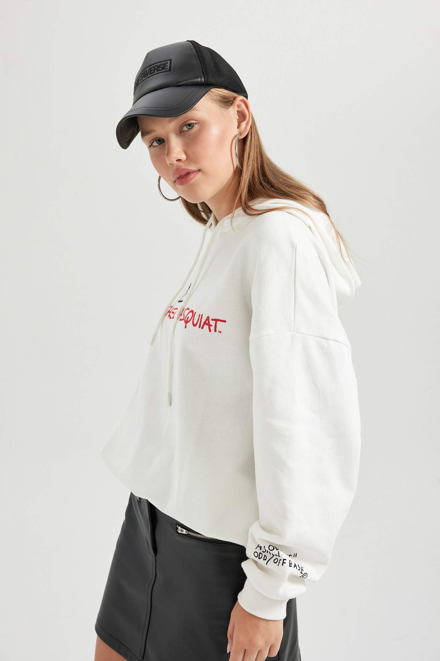 Coool Jean Michel Basquiat Oversize Geniş Kalıp Kapüşonlu Sırt Baskılı Kalın Kumaş Sweatshirt