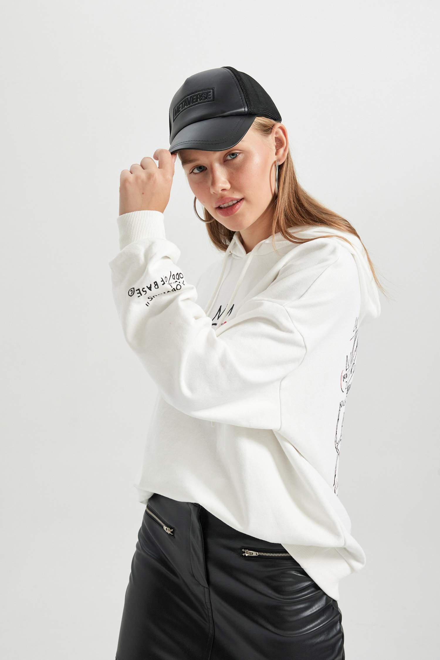 Coool Jean Michel Basquiat Oversize Geniş Kalıp Kapüşonlu Sırt Baskılı Kalın Kumaş Sweatshirt