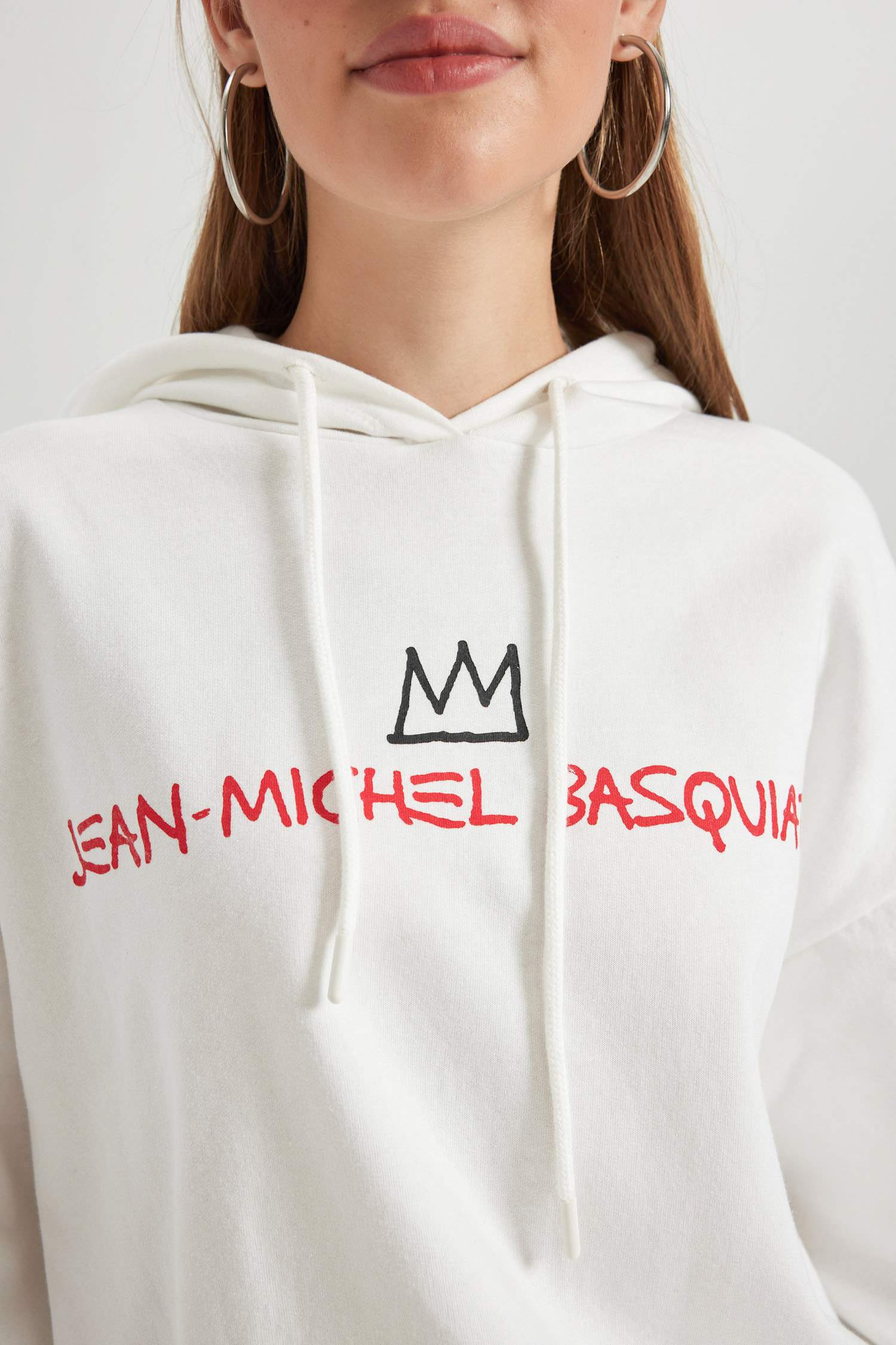Coool Jean Michel Basquiat Oversize Geniş Kalıp Kapüşonlu Sırt Baskılı Kalın Kumaş Sweatshirt