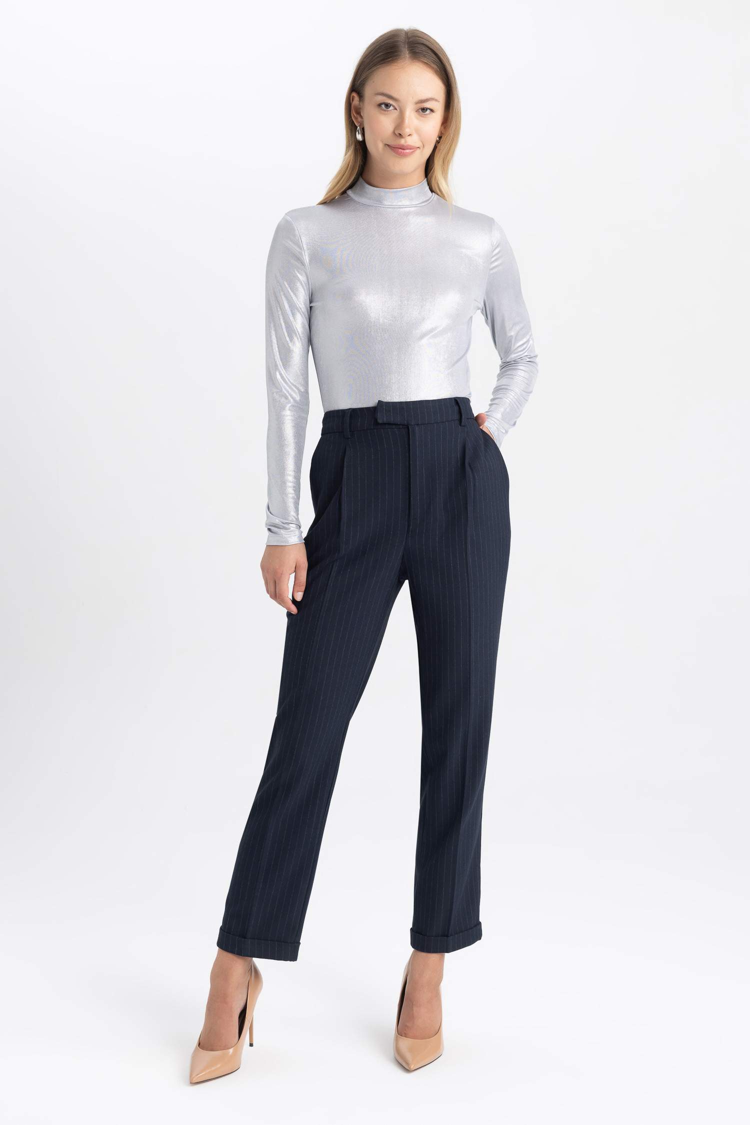 Slim Fit Half Turtleneck Long Sleeve T-Shirt