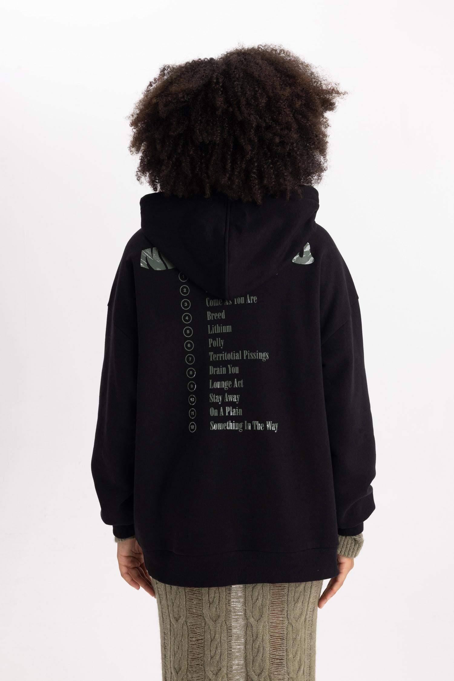 Чорний Жіночий Oversize Fit Thick Sweatshirt Fabric Sweatshirt