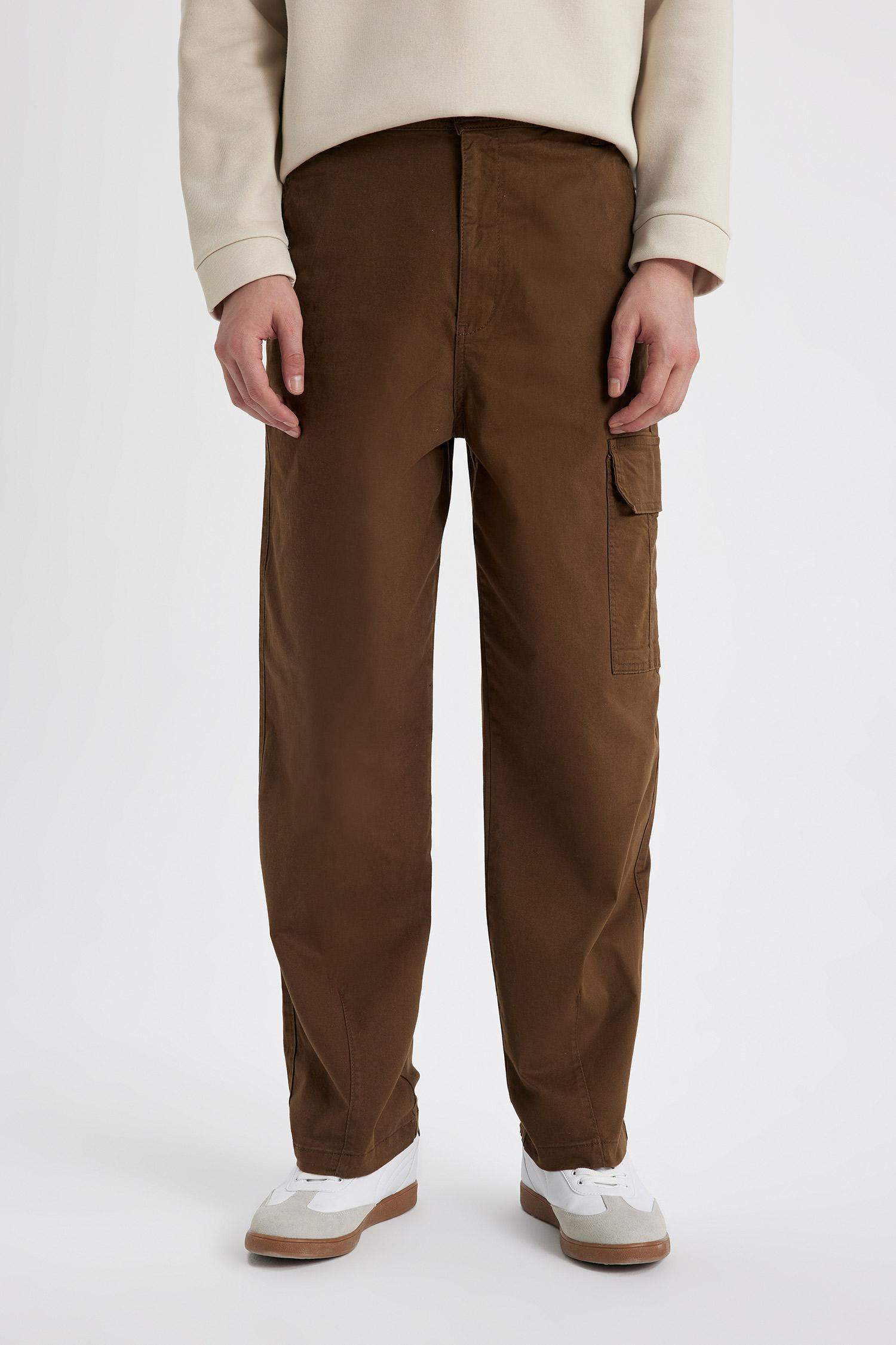 Baggy Fit Regular Hem Gabardine Trousers