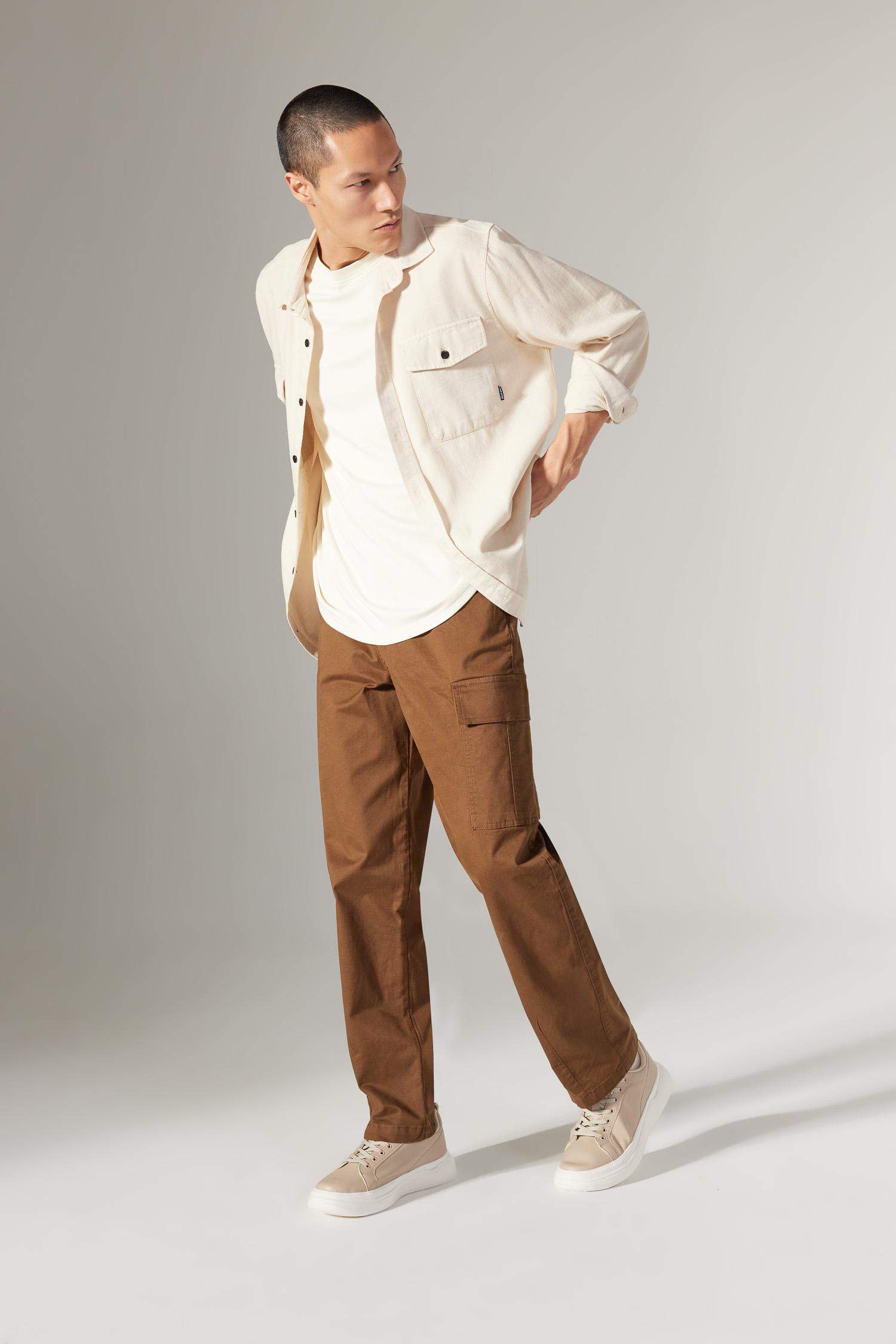 Baggy Fit Regular Hem Gabardine Trousers