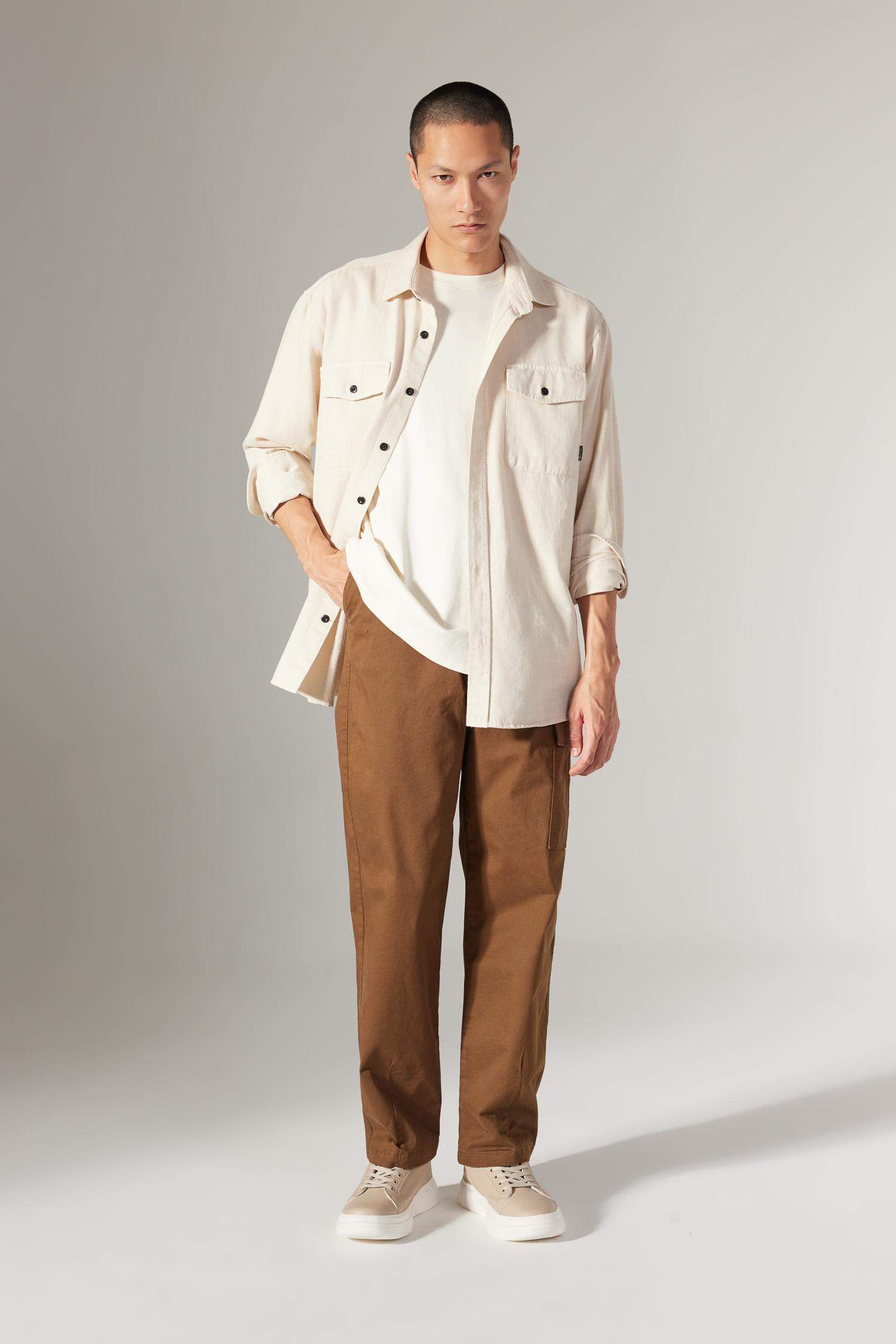 Baggy Fit Regular Hem Gabardine Trousers