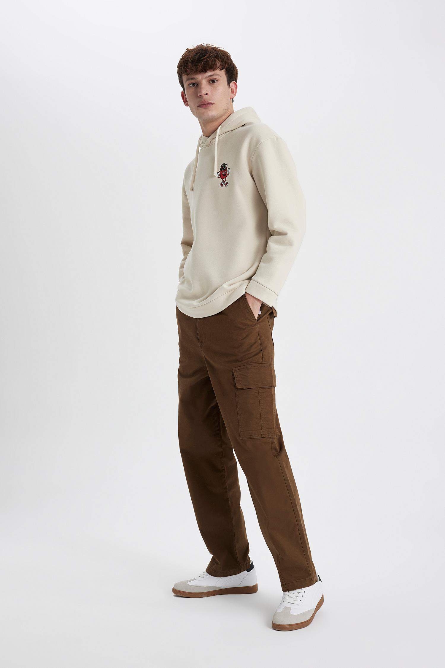 Baggy Fit Regular Hem Gabardine Trousers
