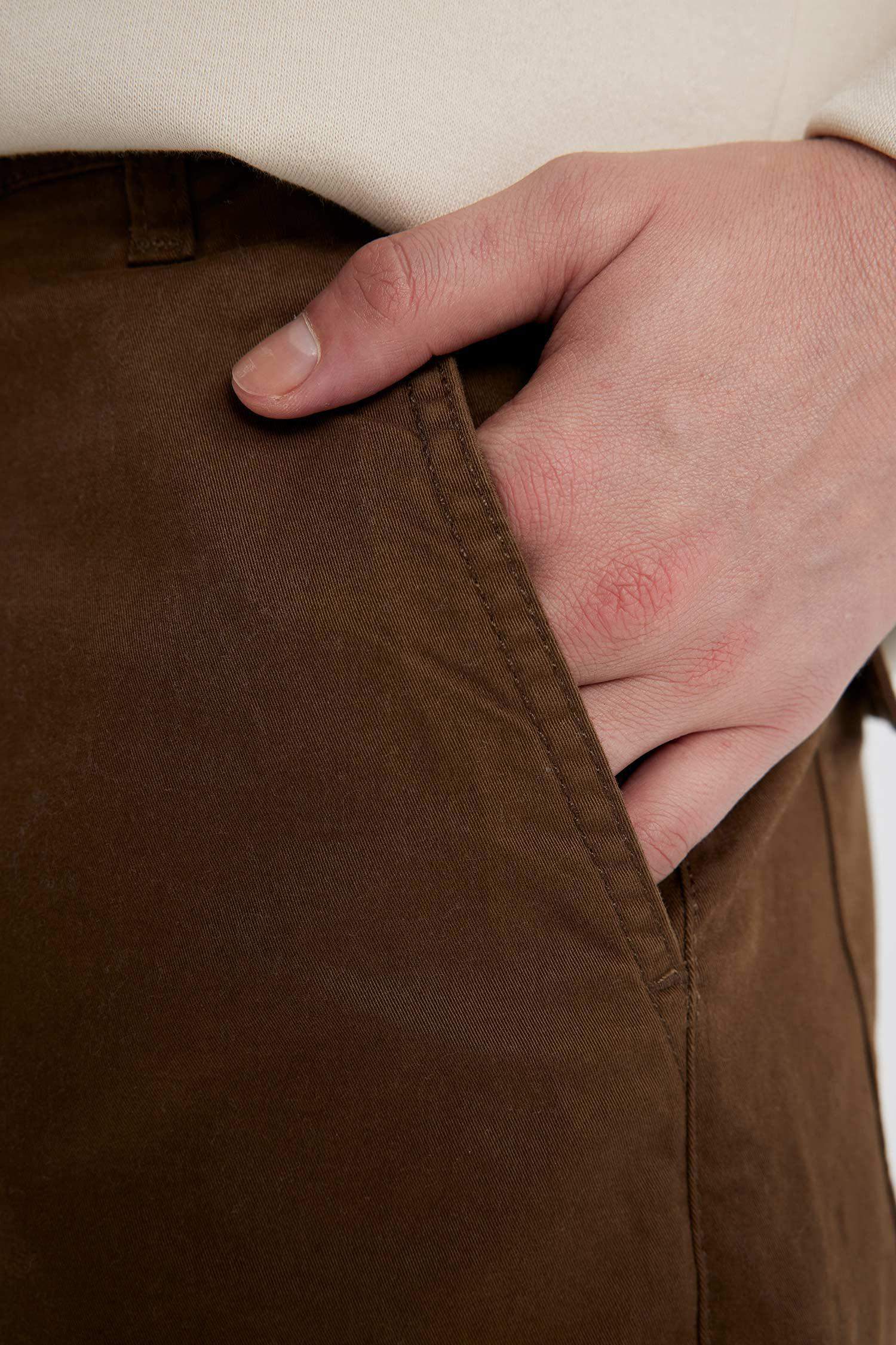 Baggy Fit Regular Hem Gabardine Trousers