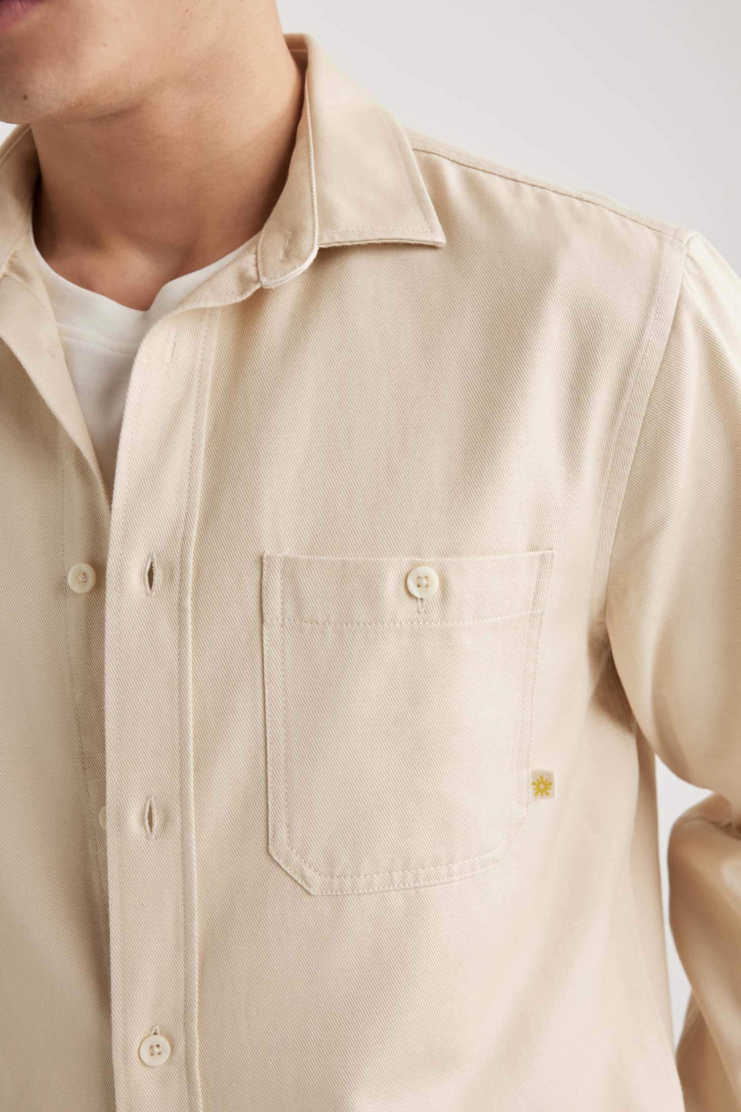 Regular Fit Tensel Basic Düz Uzun Kollu Gömlek