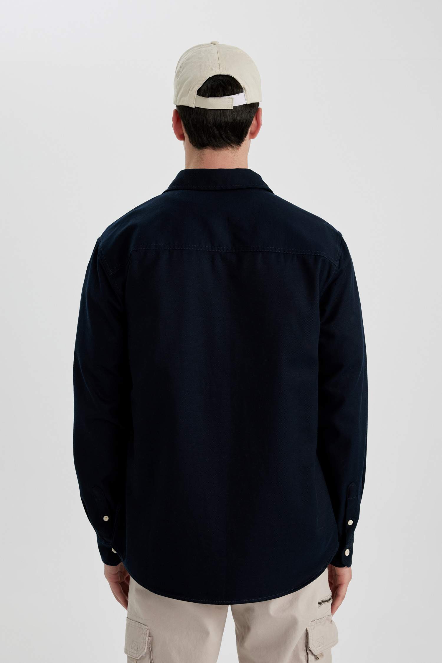 Regular Fit Tensel Basic Düz Uzun Kollu Gömlek