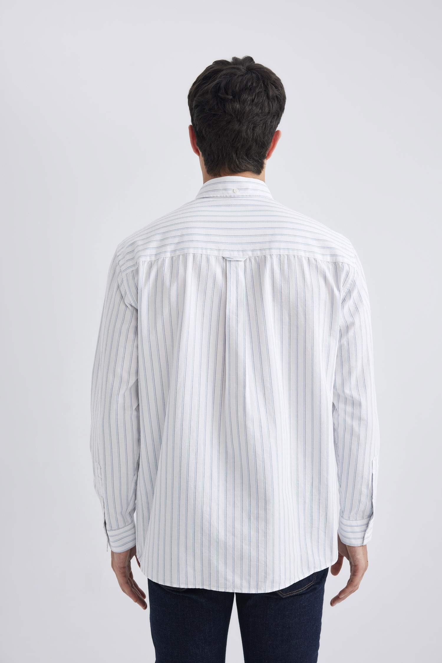 قميص بولو مخطط ردن طويل قصة مريحة