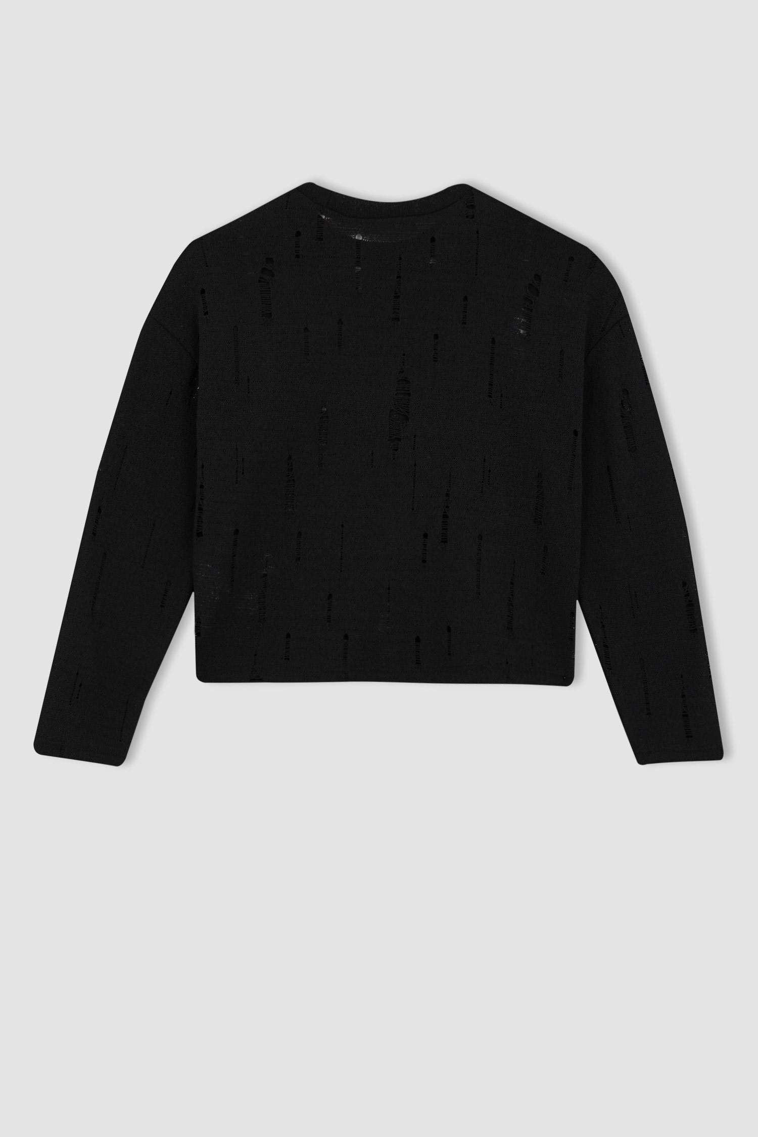 تونيك كم طويل قصة عادية برقبة مستديرة