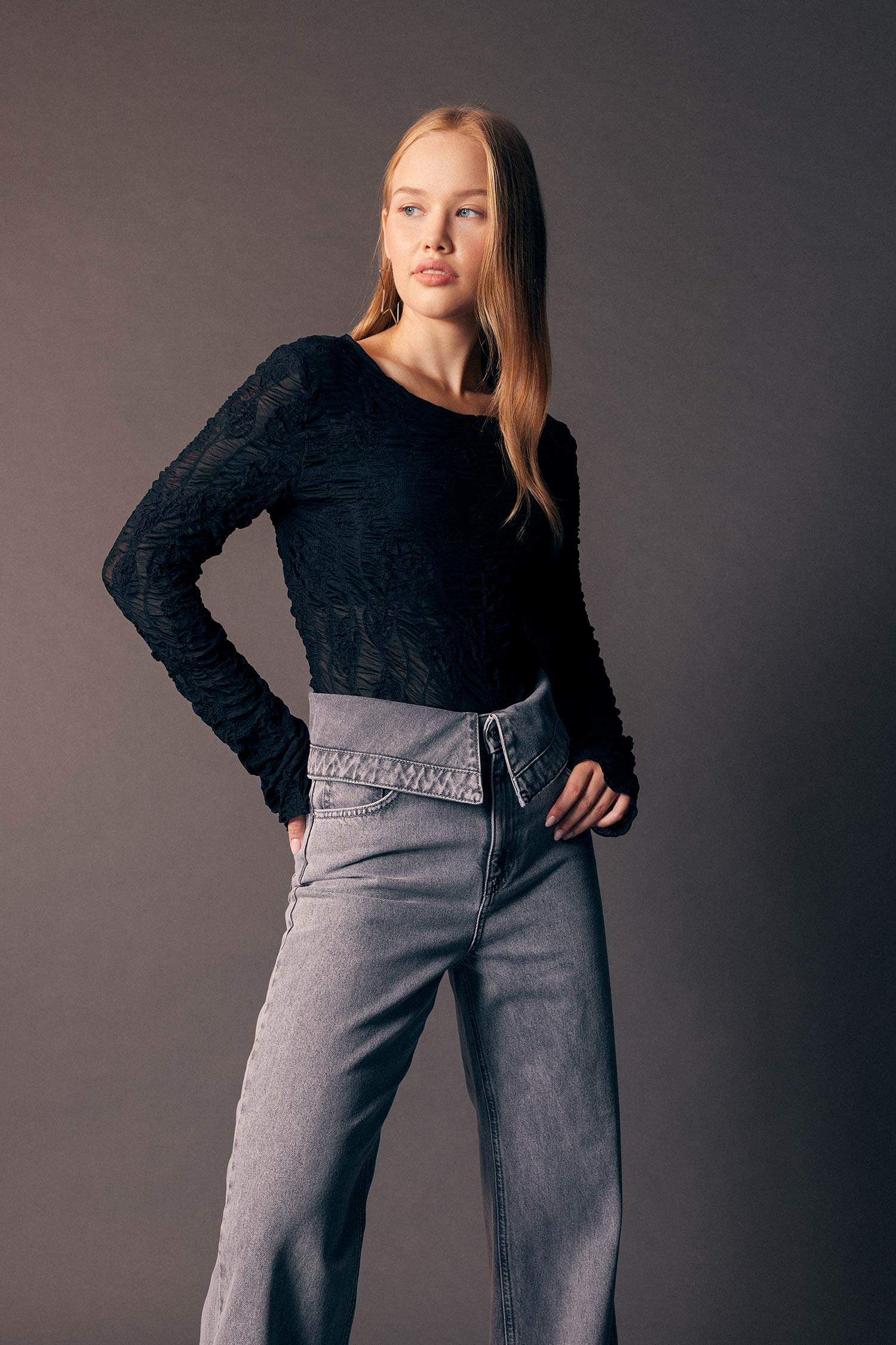 Coool Fitted Tül Uzun Kollu Tişört