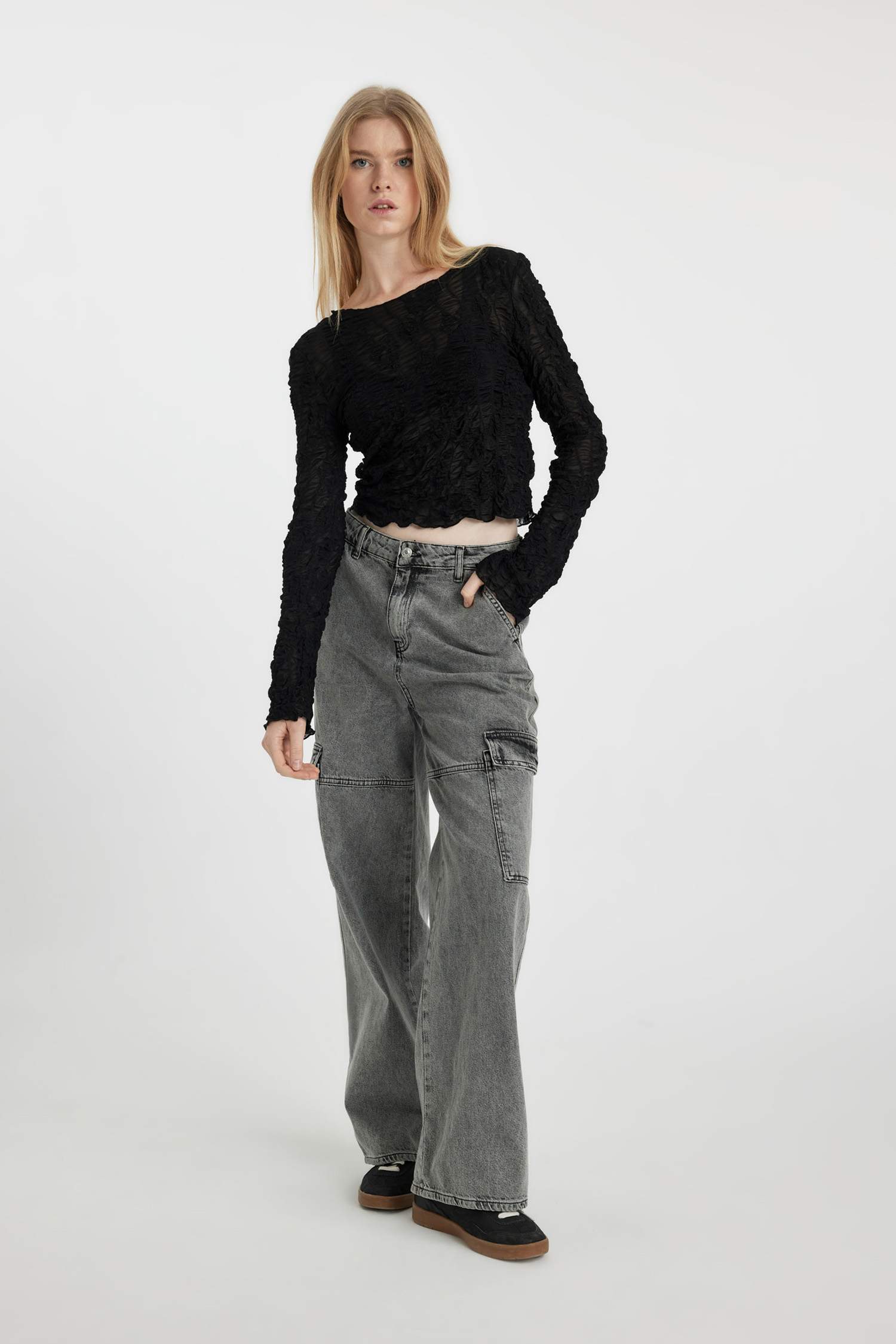 Coool Fitted Tül Uzun Kollu Tişört