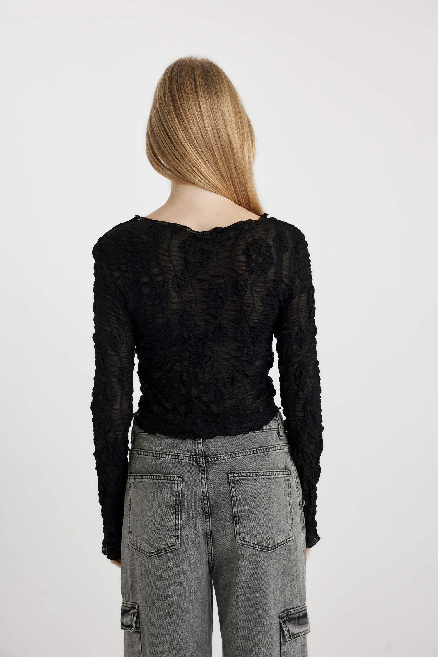 Coool Fitted Tül Uzun Kollu Tişört