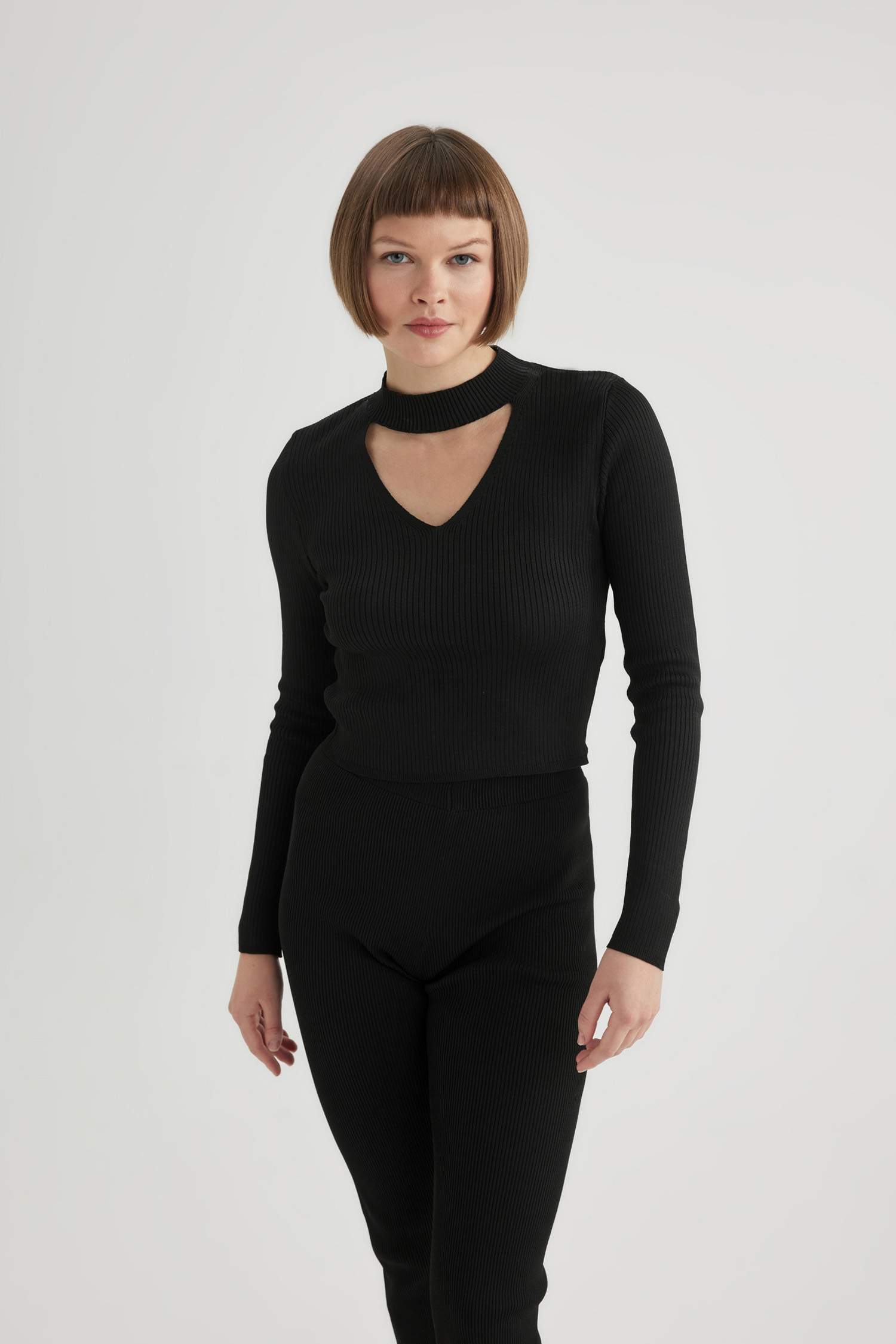 Fitted Choker Yaka Triko Kazak