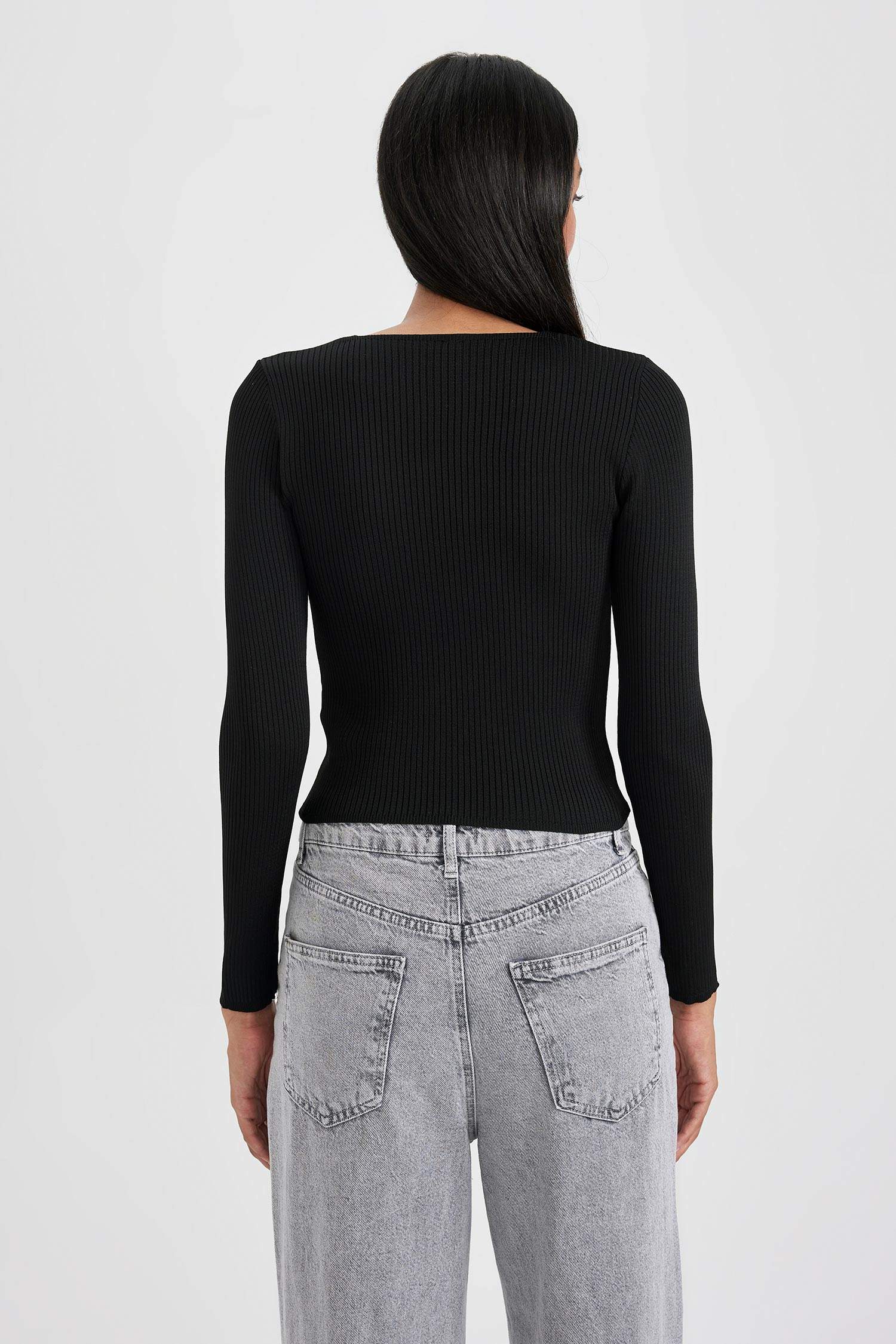 ұзын бұлшықет пішімі шаршы ойық қабырға Пулловер