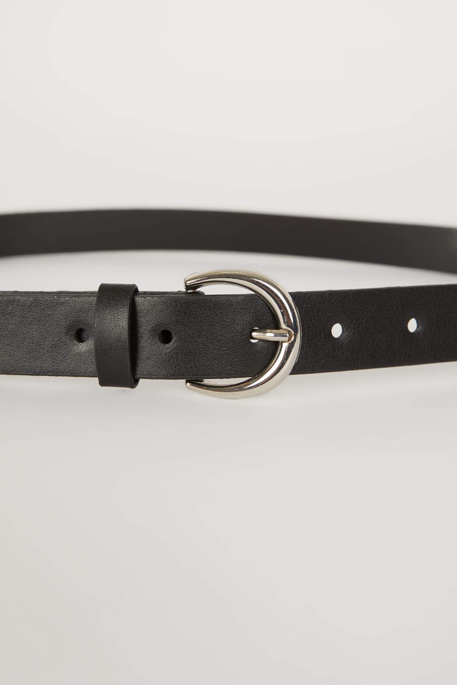 Woman Oval Buckle Faux Leather Denim Belt