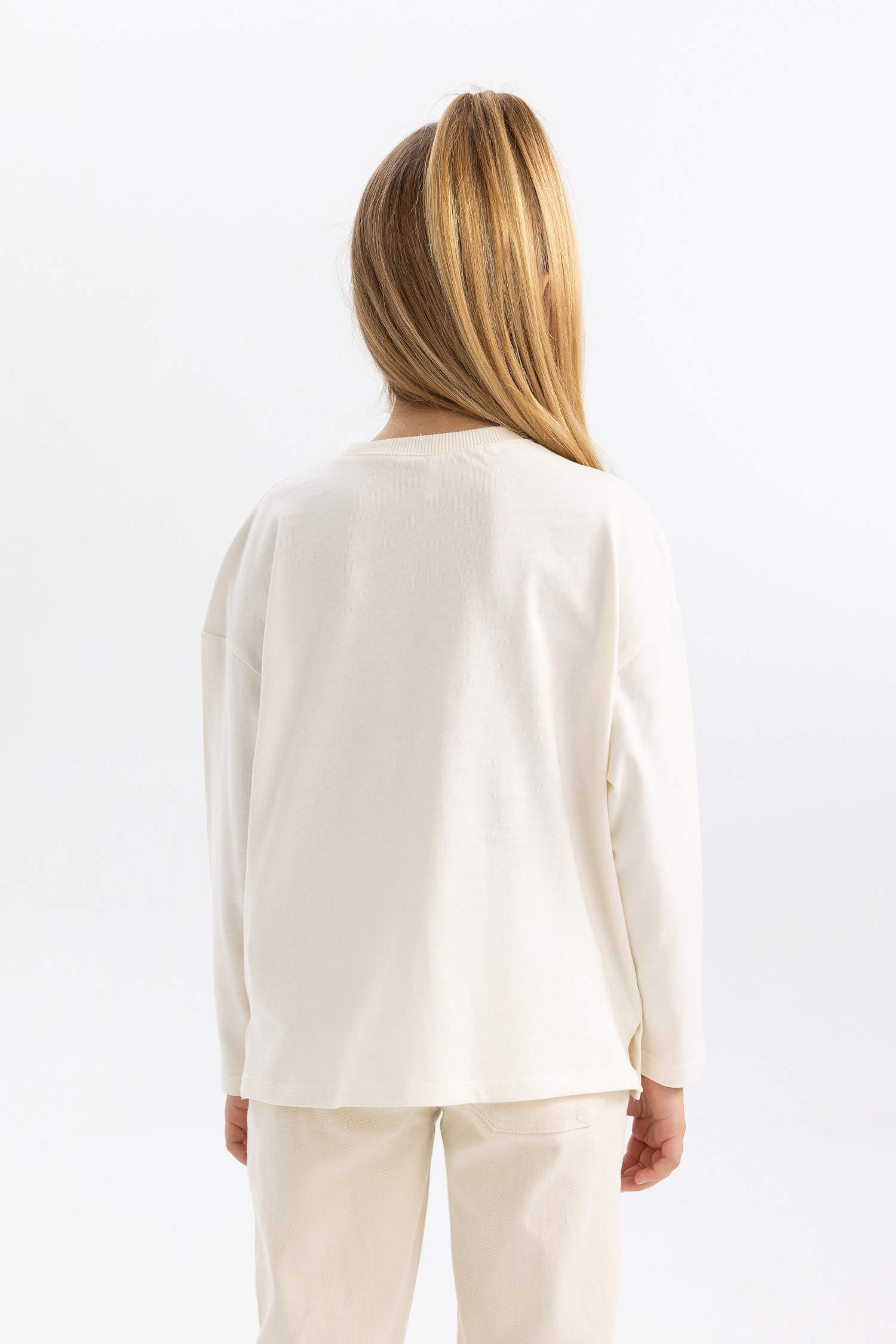 Girl Oversize Fit Crew Neck Combed Cotton T-Shirt