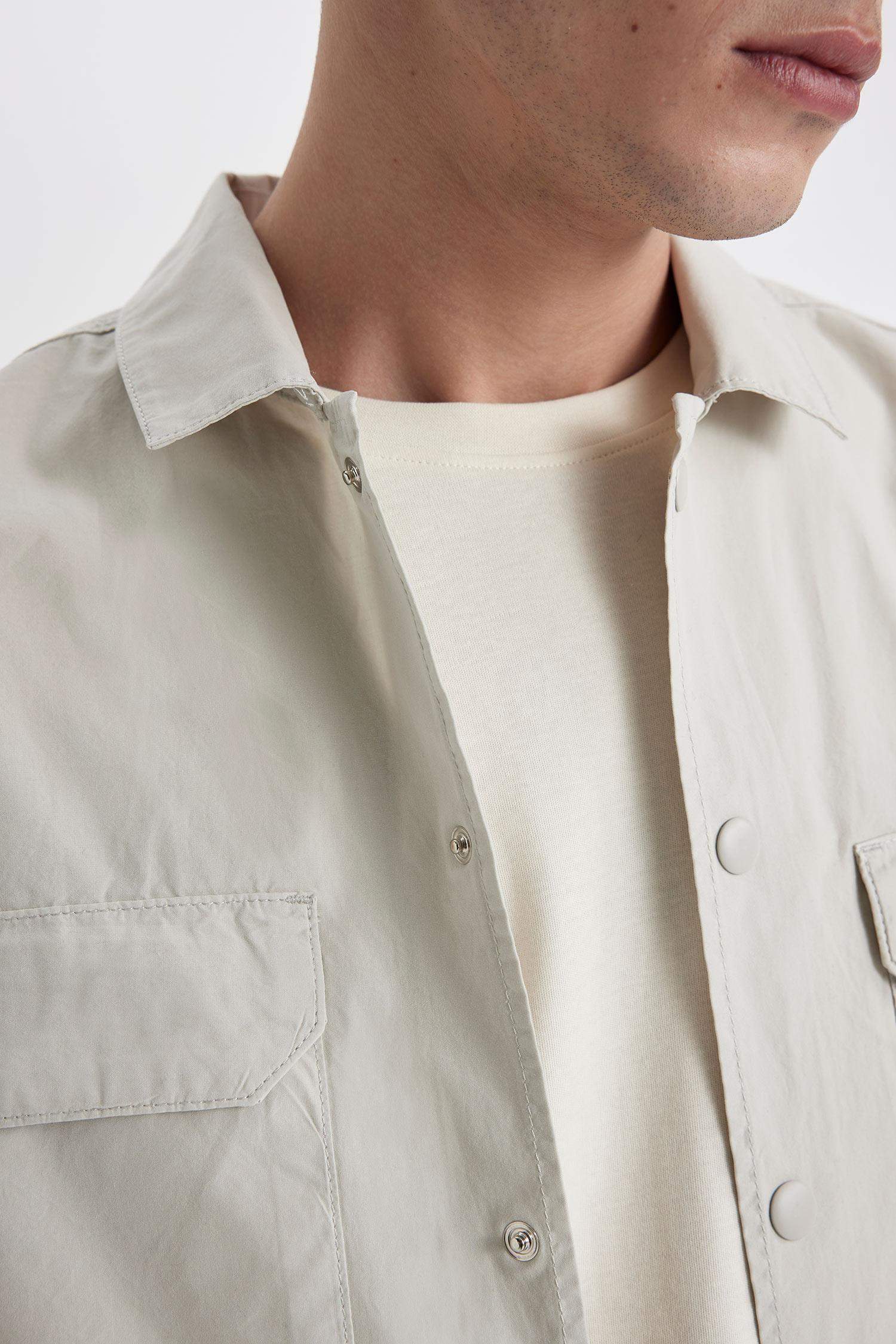 Oversize Fit Cotton Long Sleeve Shirt Jacket