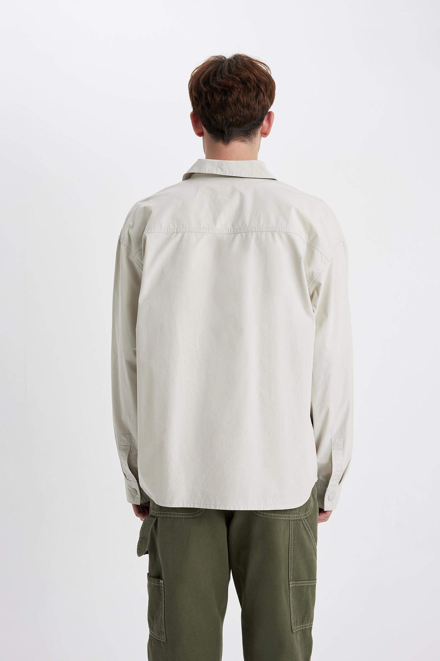 Oversize Fit Cotton Long Sleeve Shirt Jacket