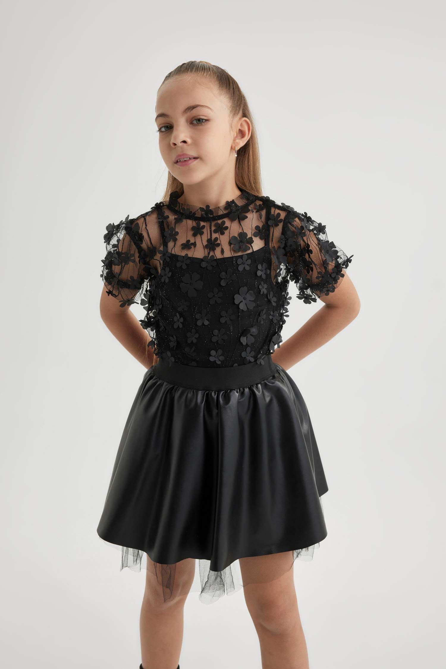 Kız Çocuk Tül Kısa Kollu Tişört