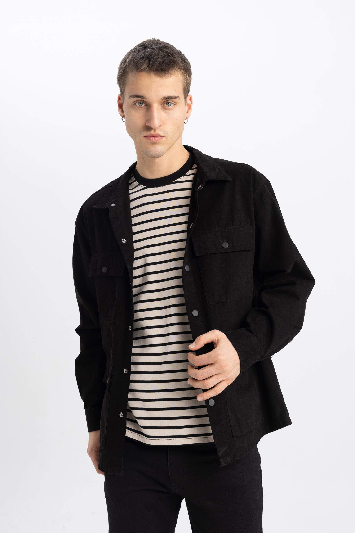 Relax Fit Shirt Collar Cotton Shirt