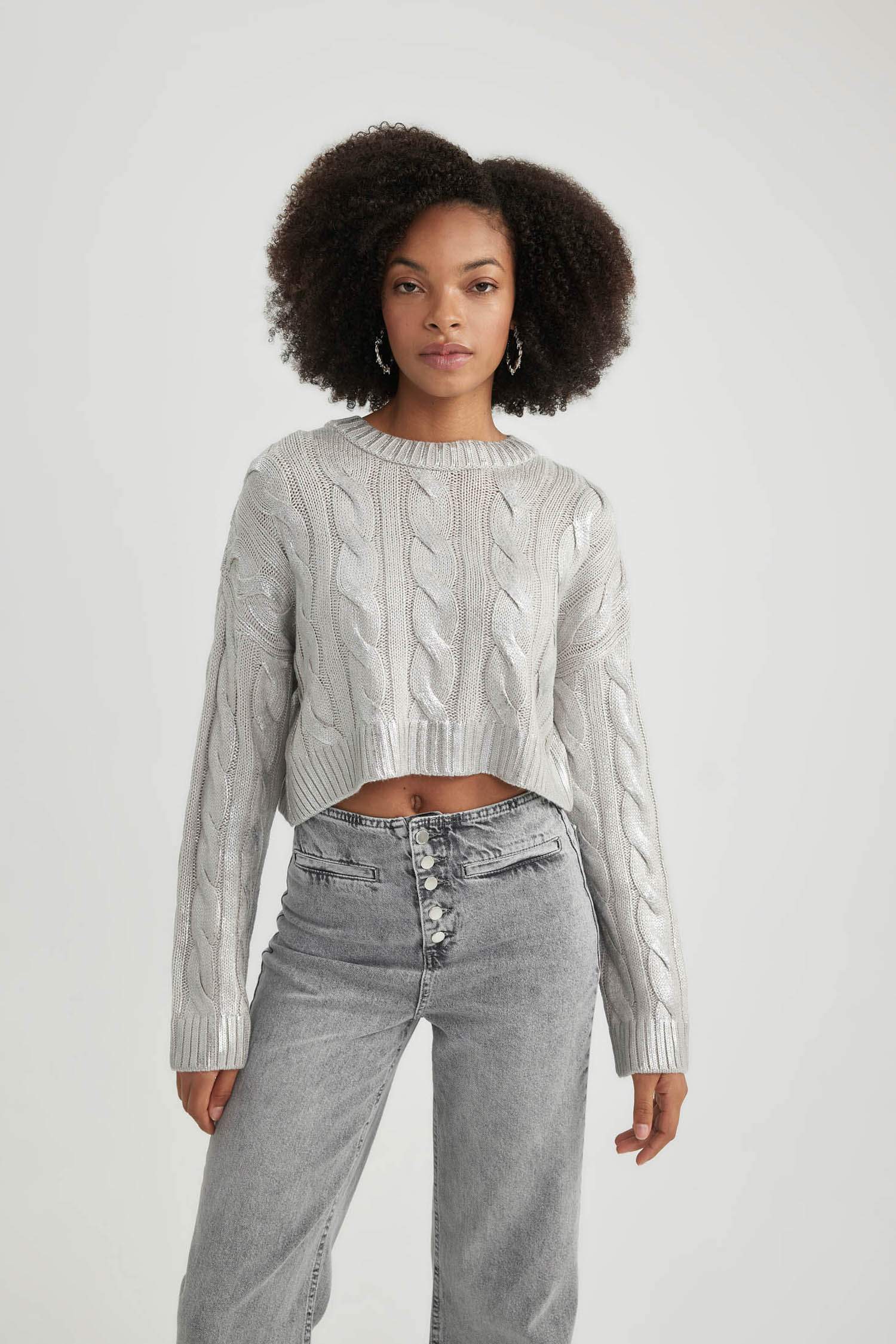 Oversize Geniş Kalıp Bisiklet Yaka Kazak