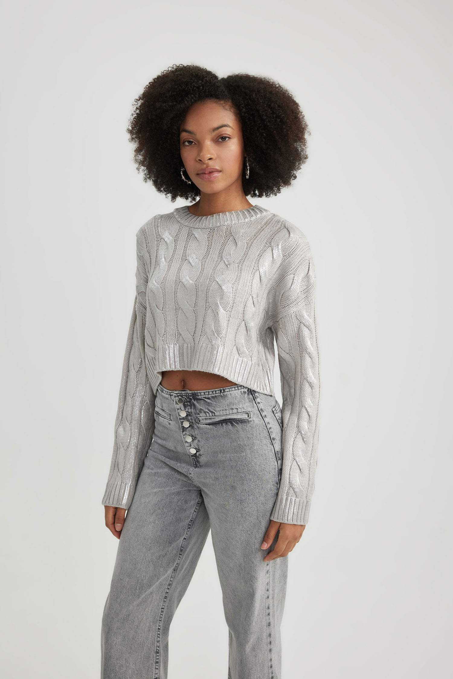 Oversize Geniş Kalıp Bisiklet Yaka Kazak