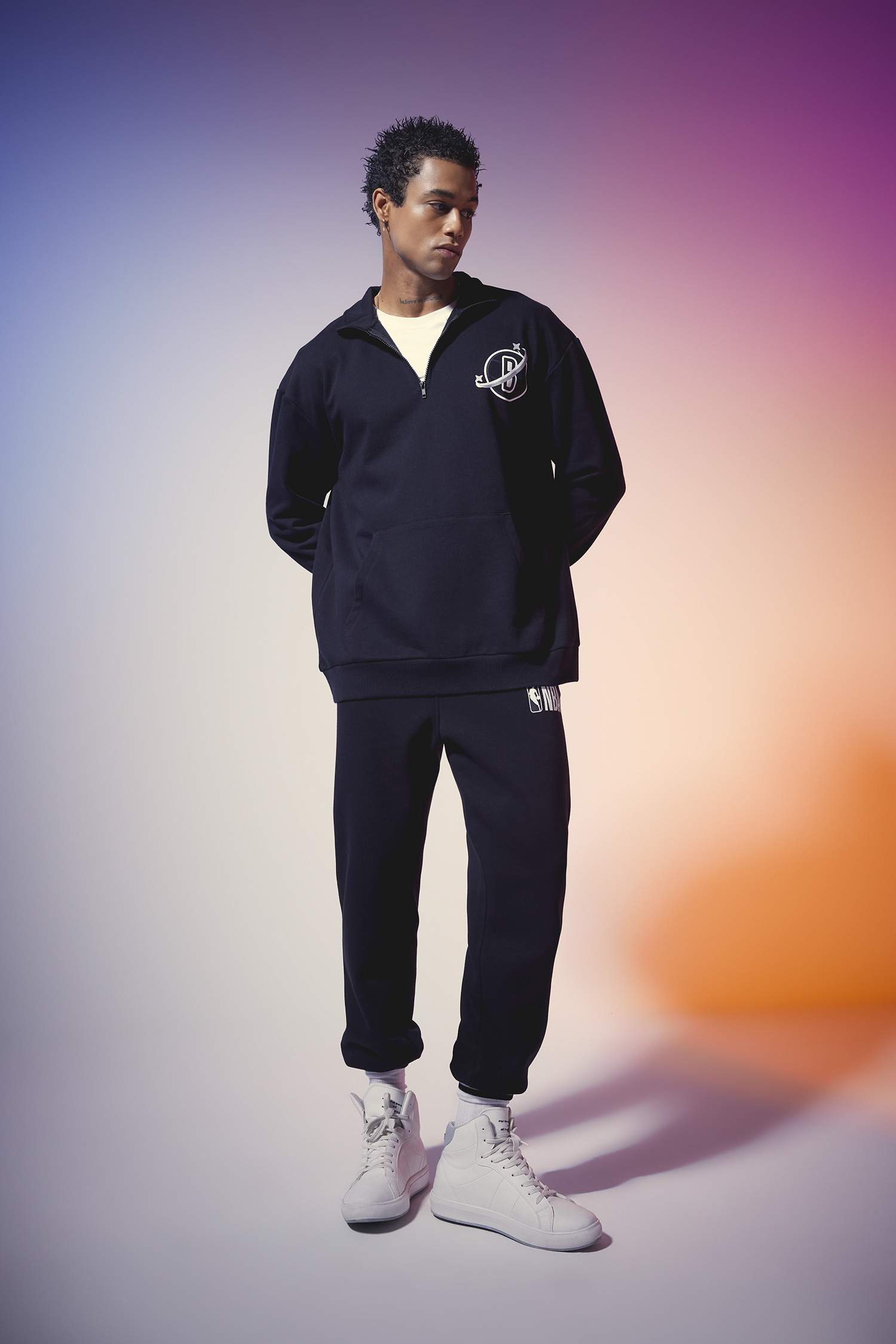 DeFactoFit NBA Brooklyn Nets Oversize Fit Turtleneck Sweatshirt