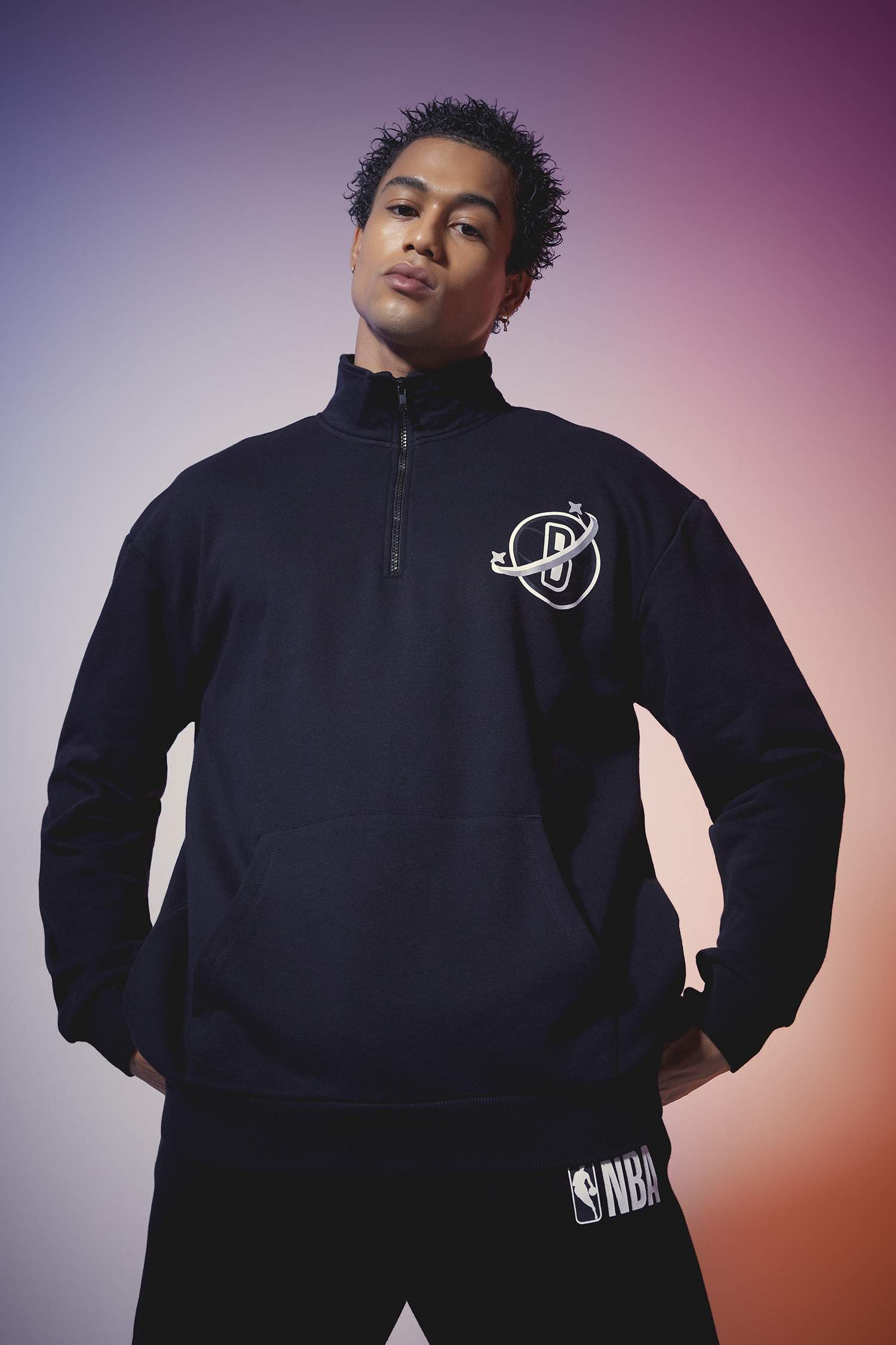 DeFactoFit NBA Brooklyn Nets Oversize Fit Turtleneck Sweatshirt