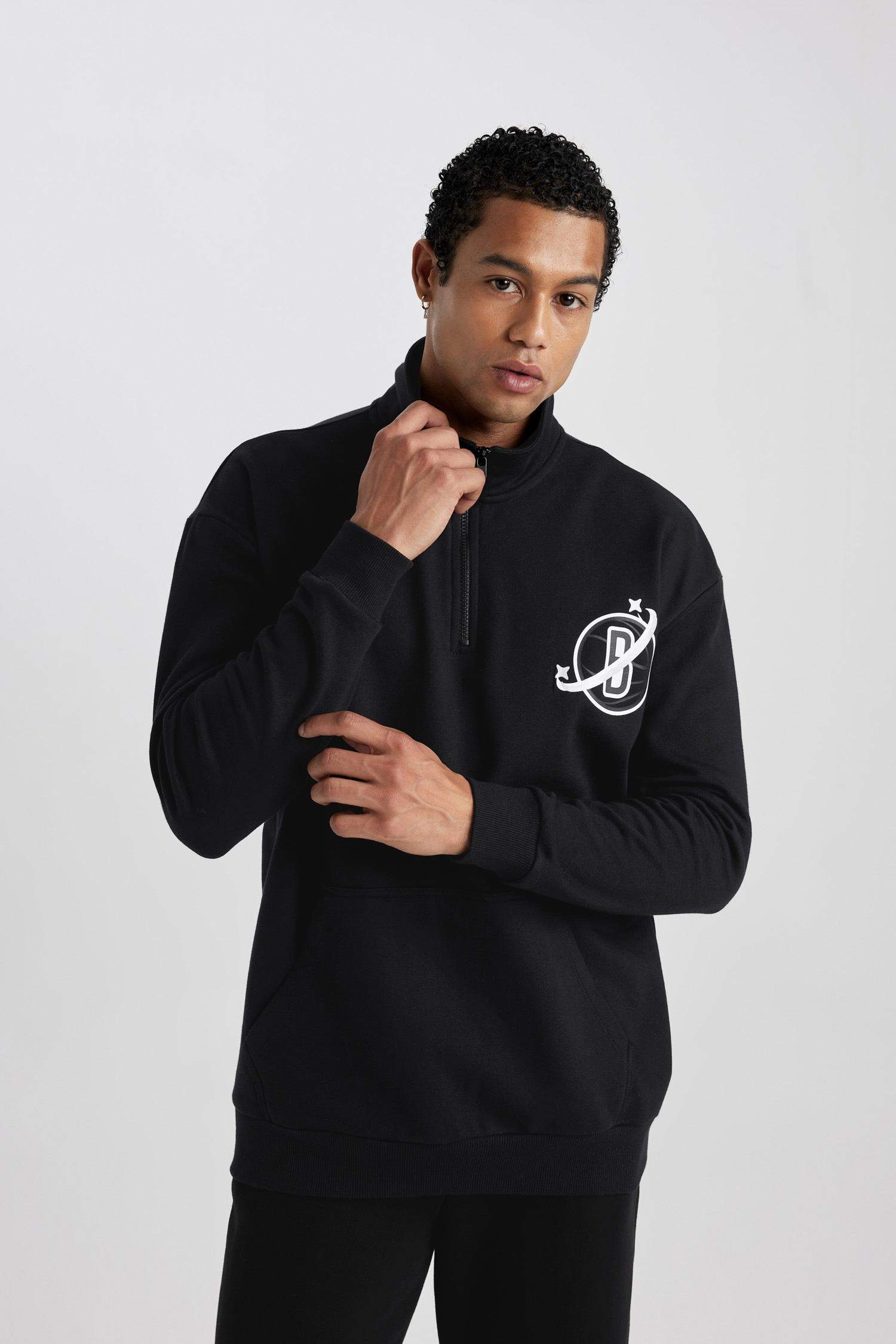 DeFactoFit NBA Brooklyn Nets Oversize Fit Turtleneck Sweatshirt