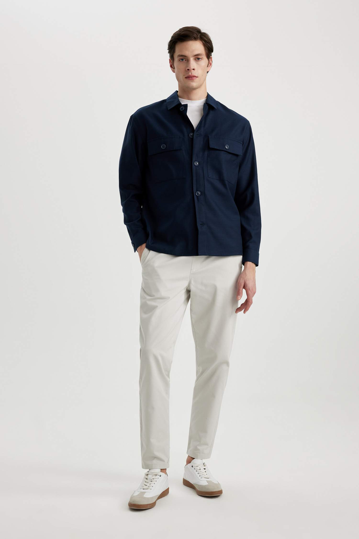 Relax Fit Polo Yaka Cep Detaylı Gömlek Ceket