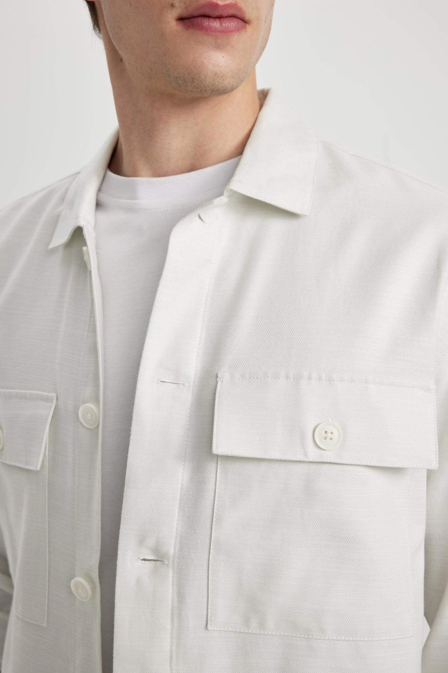 Relax Fit Polo Yaka Cep Detaylı Gömlek Ceket