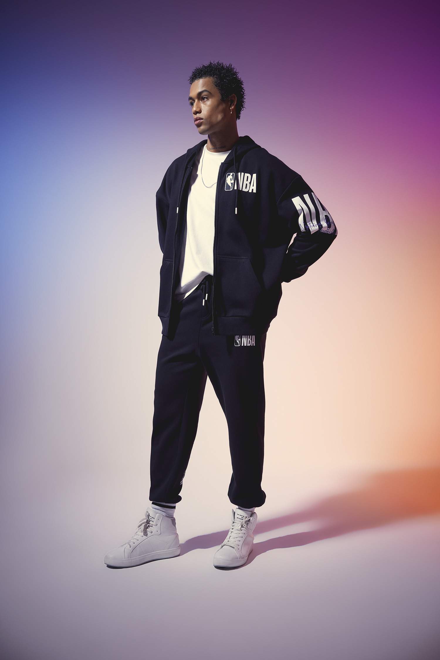 DeFactoFit NBA Wordmark Oversize Fit Hooded Sweatshirt