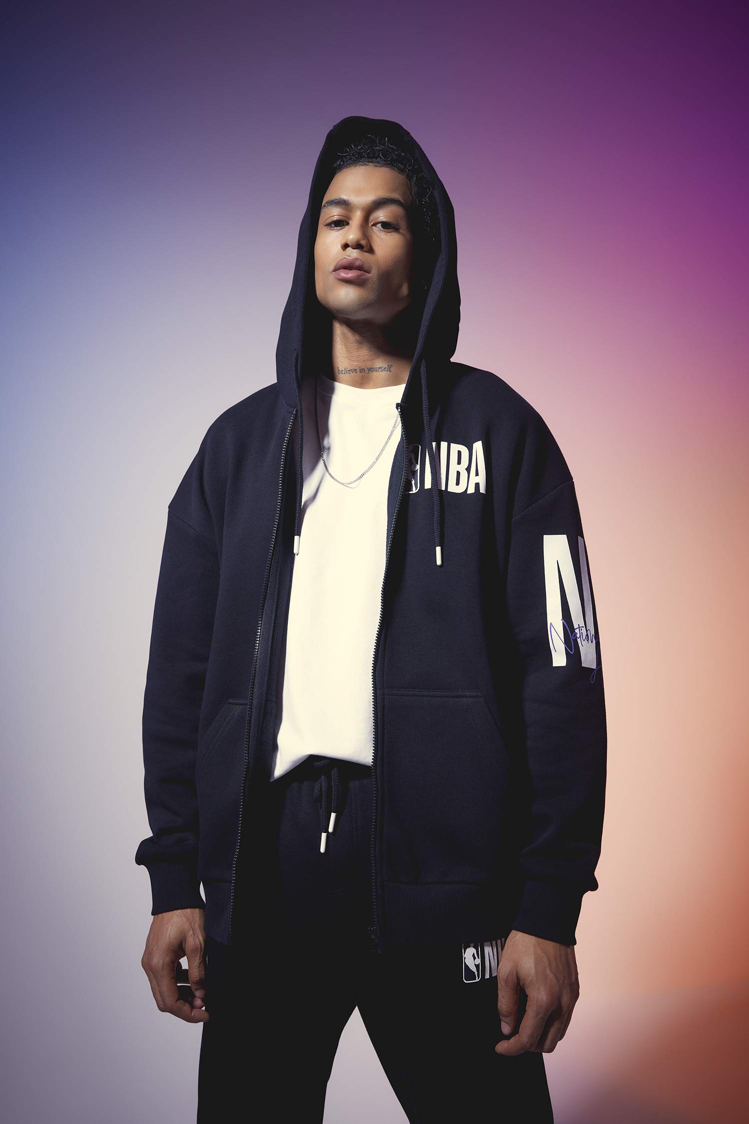 DeFactoFit NBA Wordmark Oversize Fit Hooded Sweatshirt