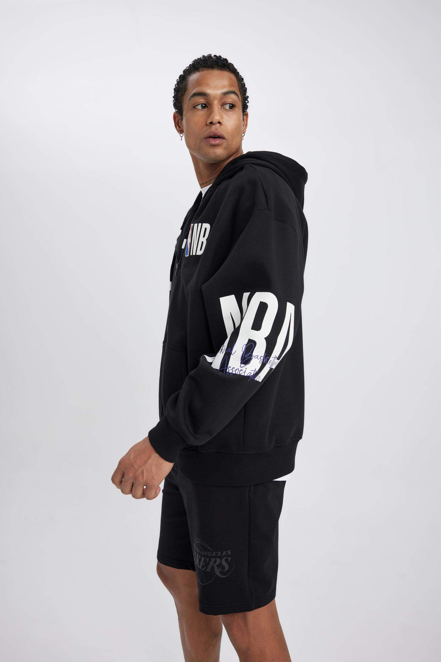 DeFactoFit NBA Wordmark Oversize Fit Hooded Sweatshirt
