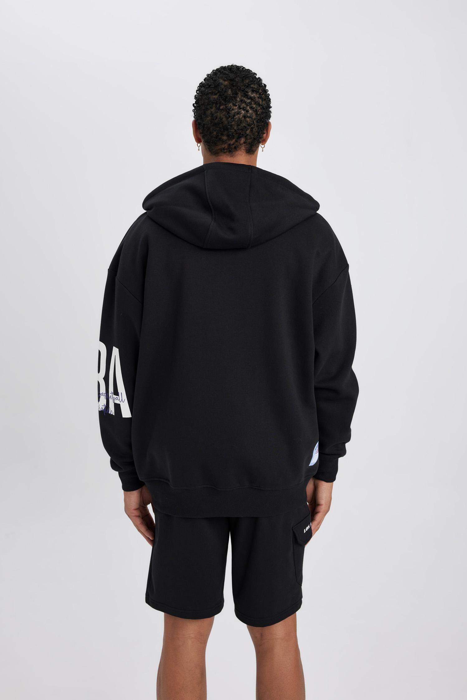 DeFactoFit NBA Wordmark Oversize Fit Hooded Sweatshirt