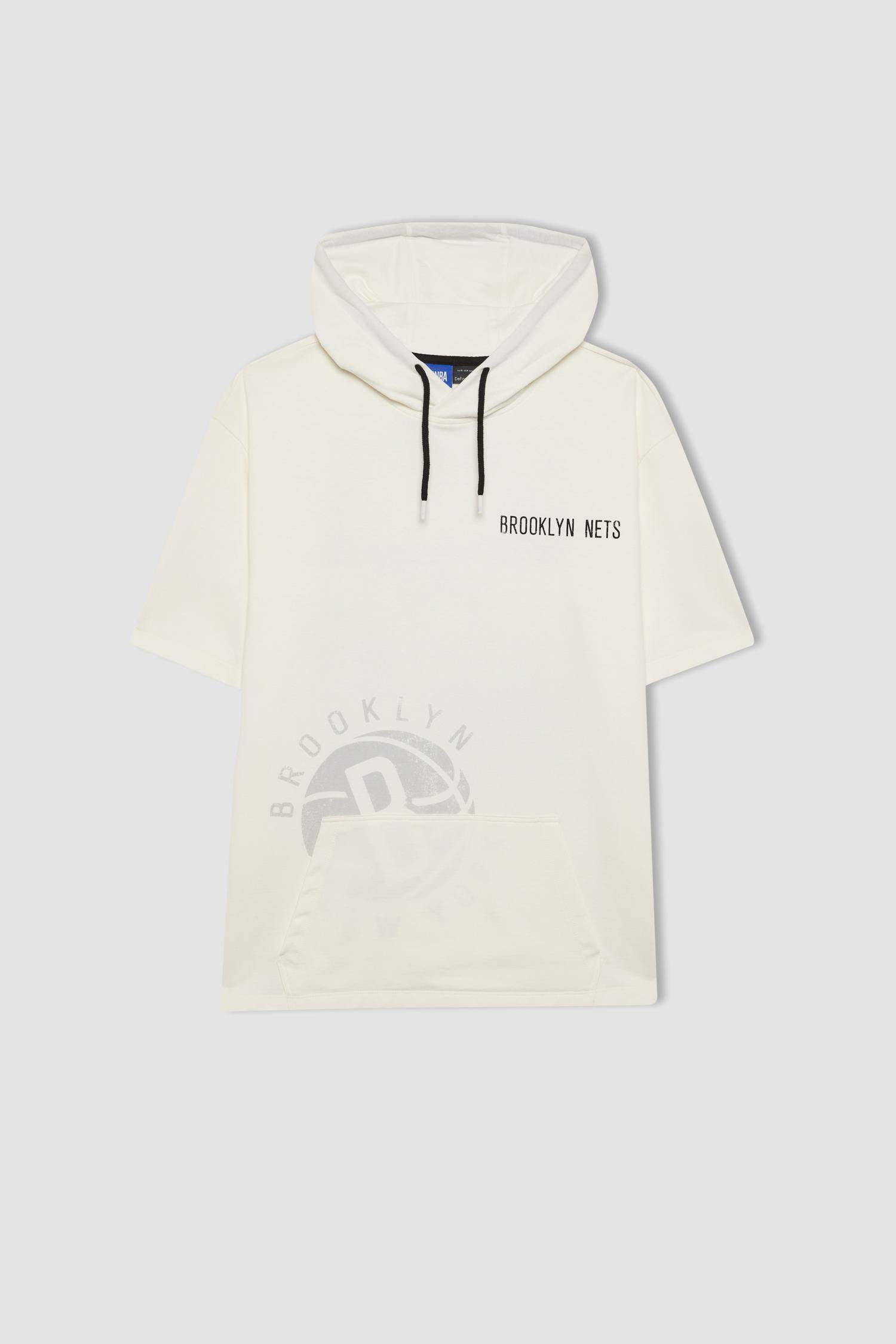 DeFactoFit NBA Brooklyn Nets Oversize Fit Hooded T-Shirt