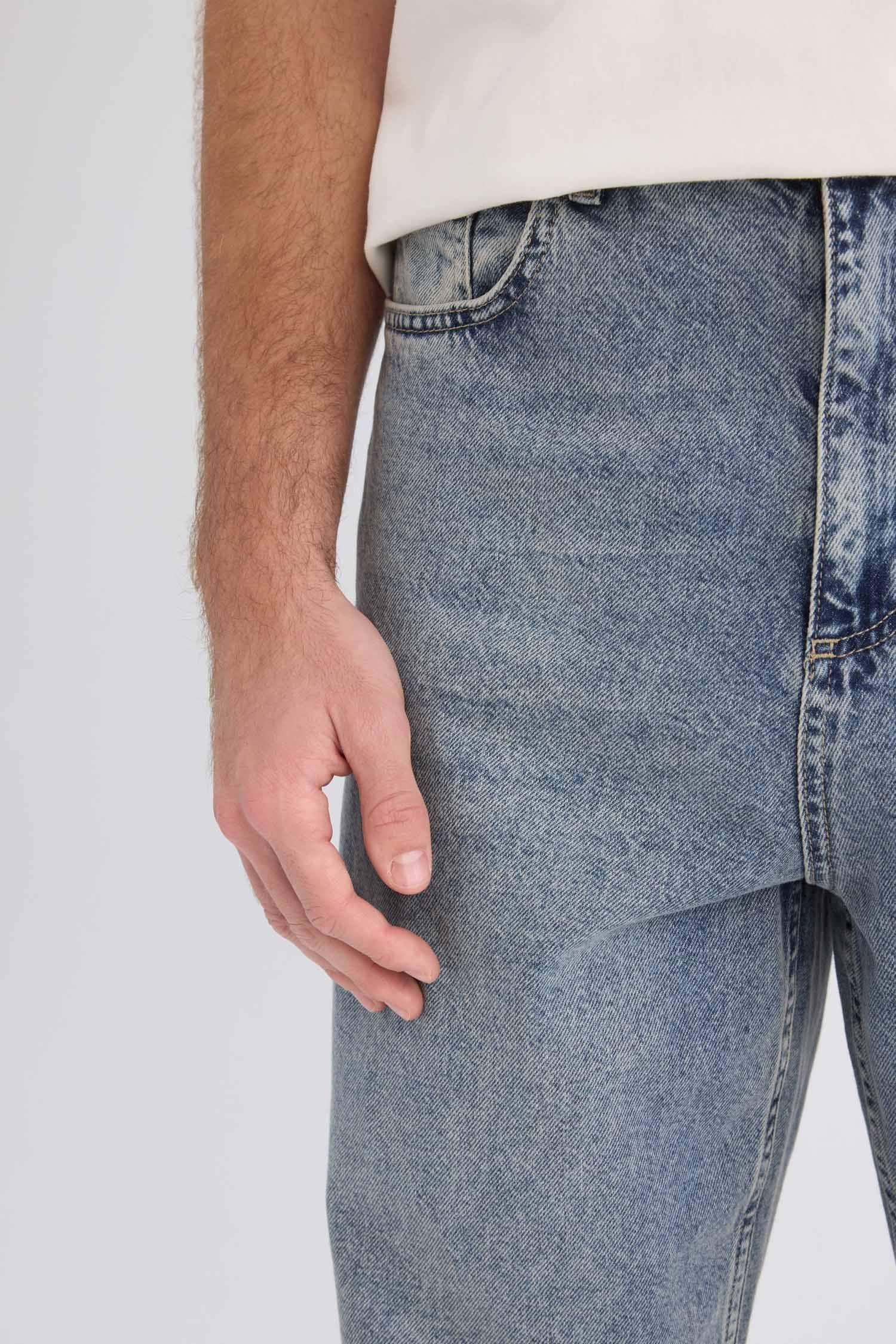 %100 Pamuk Baggy Fit Geniş Kalıp Normal Bel Geniş Paça Jean Yıkamalı Pantolon