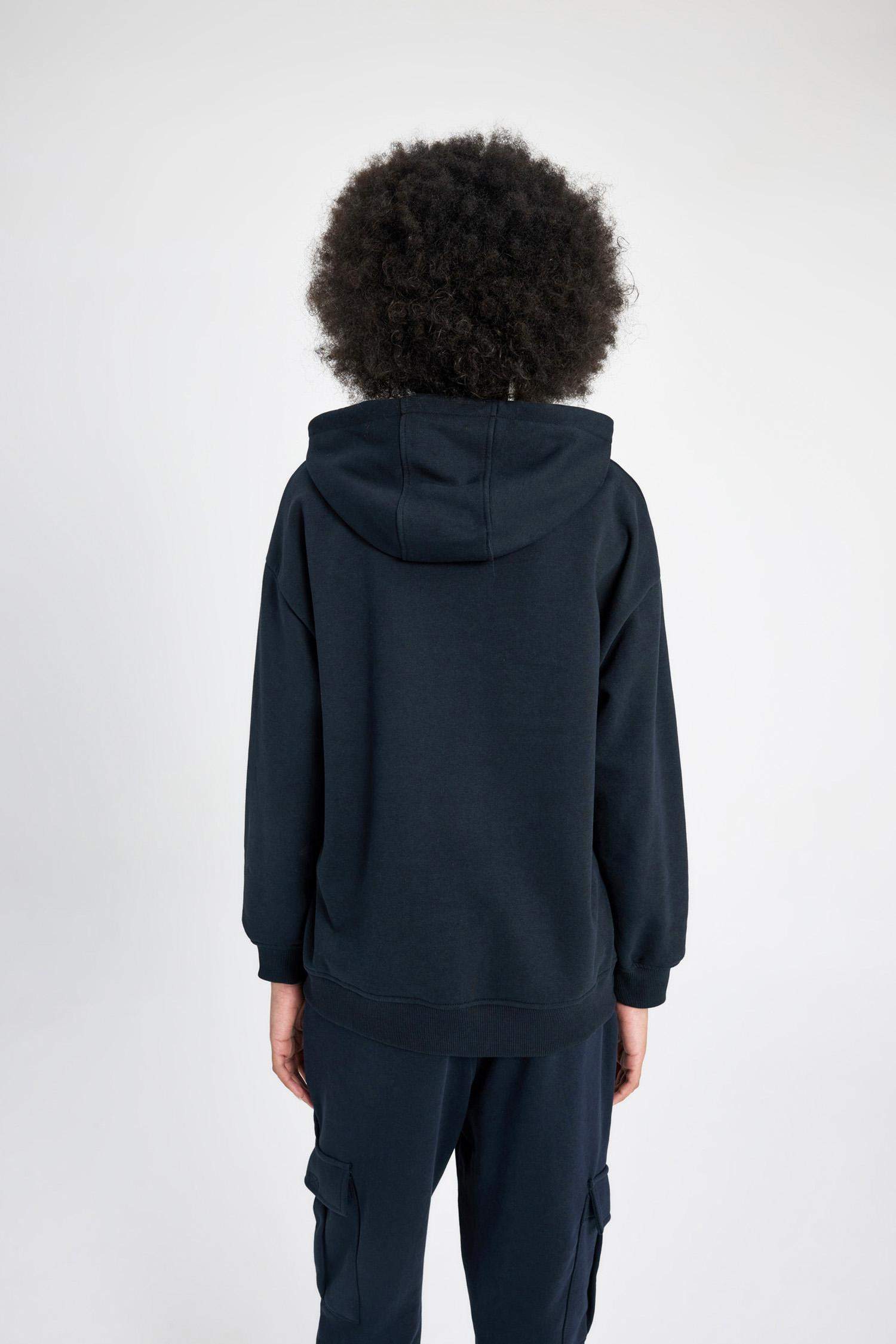 DeFactoFit NBA Wordmark Oversize Fit Hooded Thick Sweatshirt