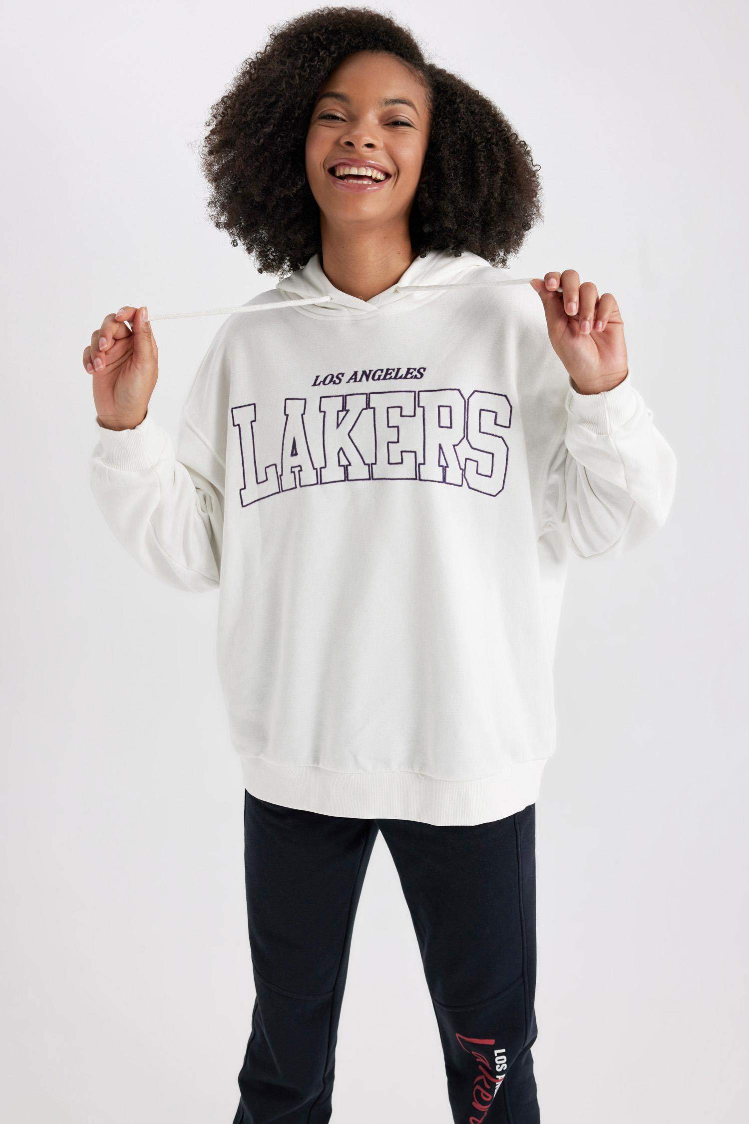 NBA Los Angeles Lakers Oversize Geniş Kalıp Kapüşonlu Sweatshirt