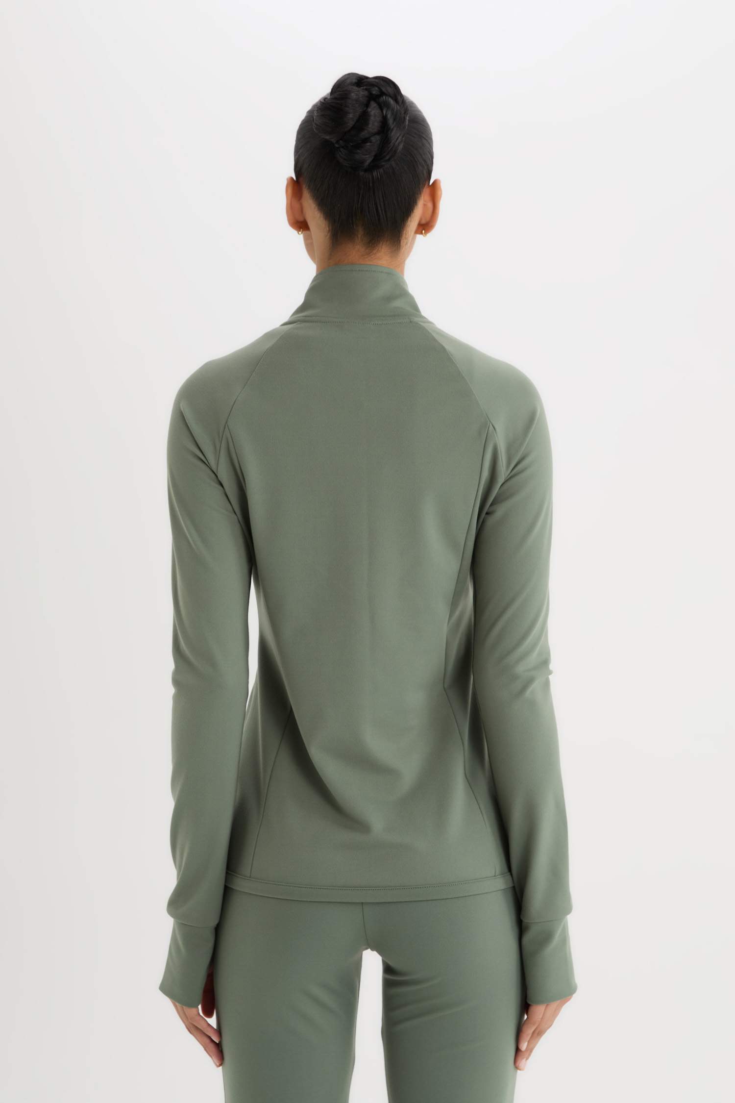 Fitted Dik Yaka Çift Cepli Fermuarlı Sporcu Hırka