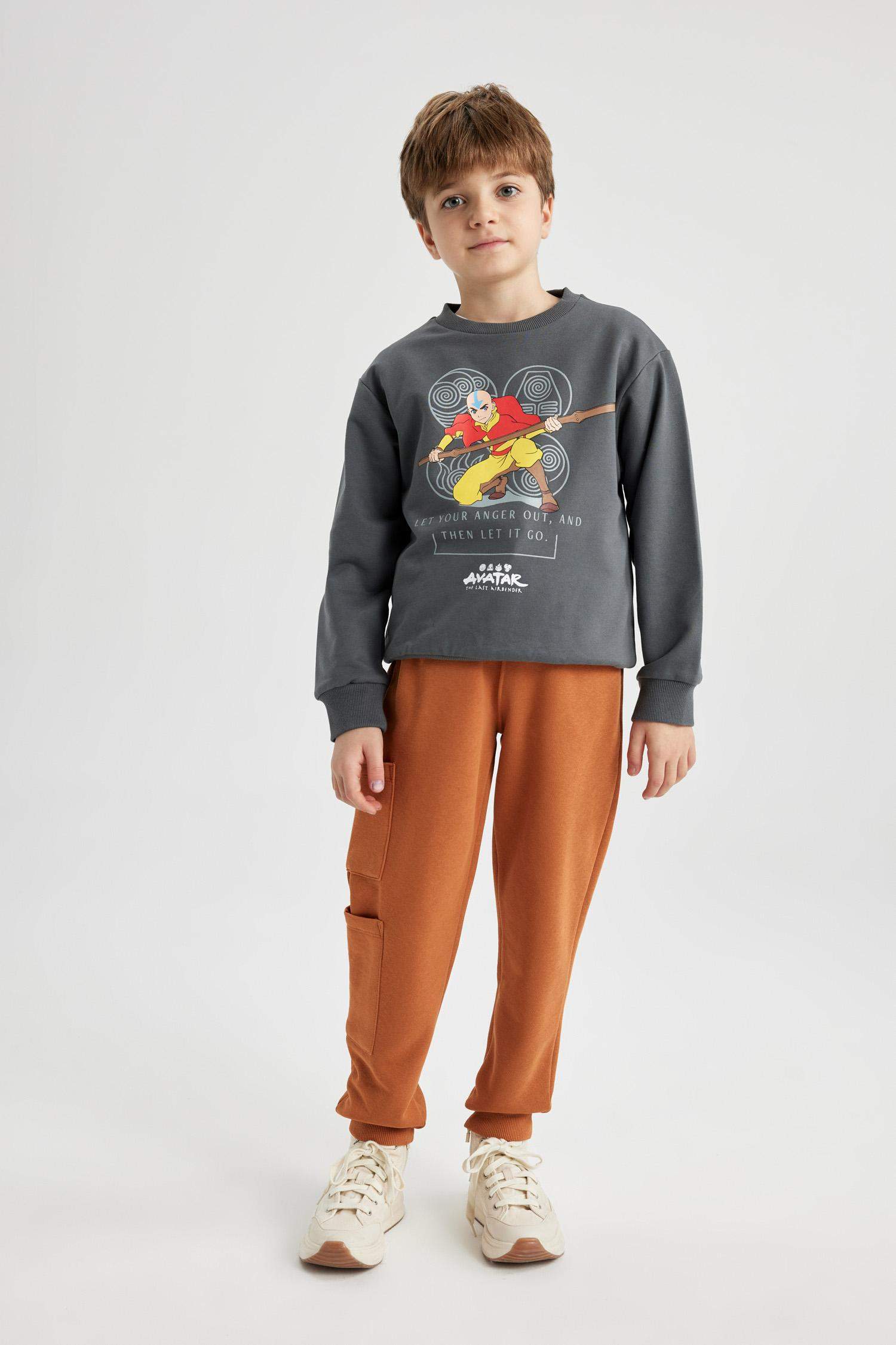 بنطلون بجامة رياضي ولادي قماش سميك قصة عادية