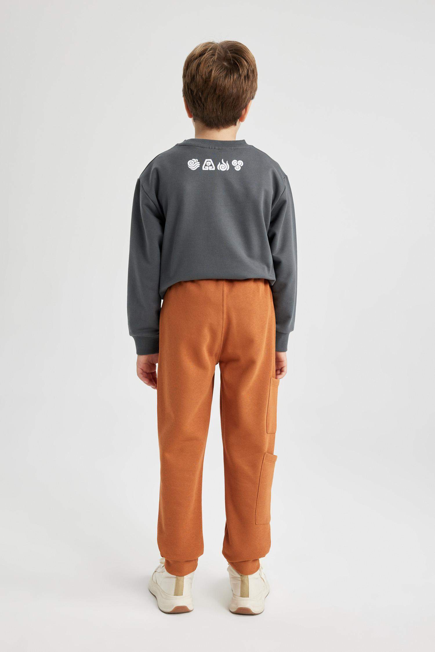 بنطلون بجامة رياضي ولادي قماش سميك قصة عادية