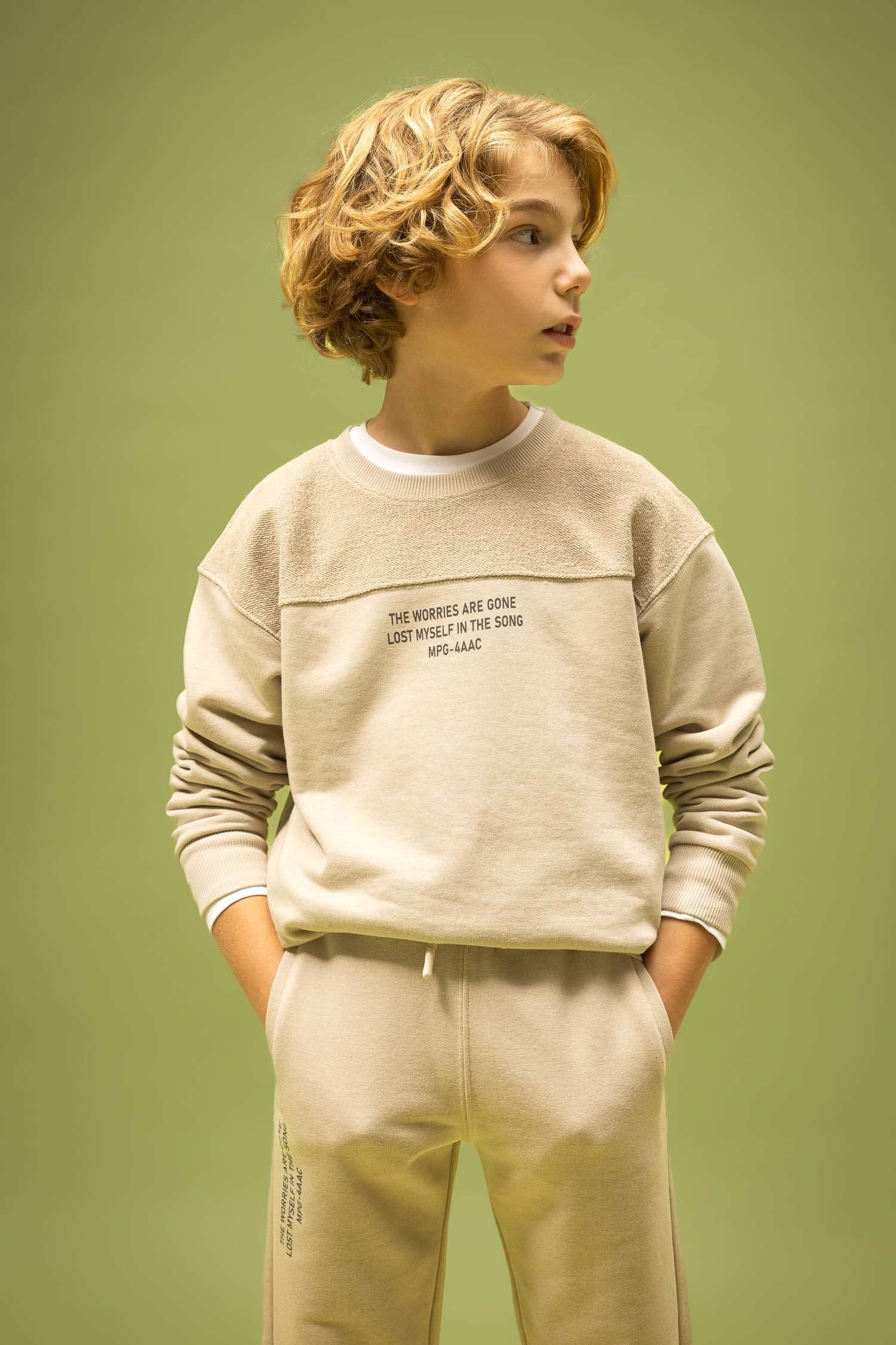 Sweat- Shirt Coupe Oversize Col Rond Imprimé Pour Garçon