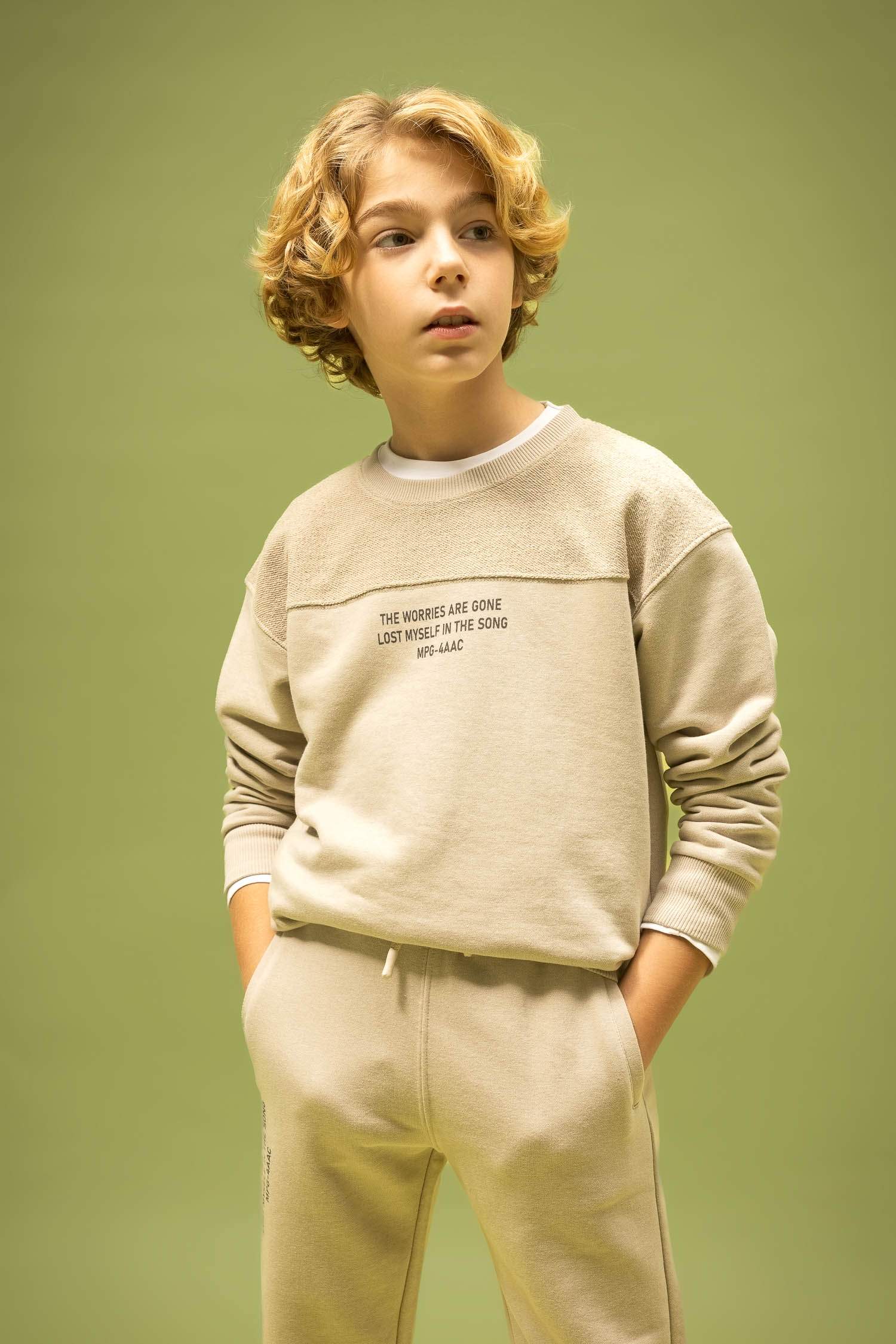 Sweat- Shirt Coupe Oversize Col Rond Imprimé Pour Garçon